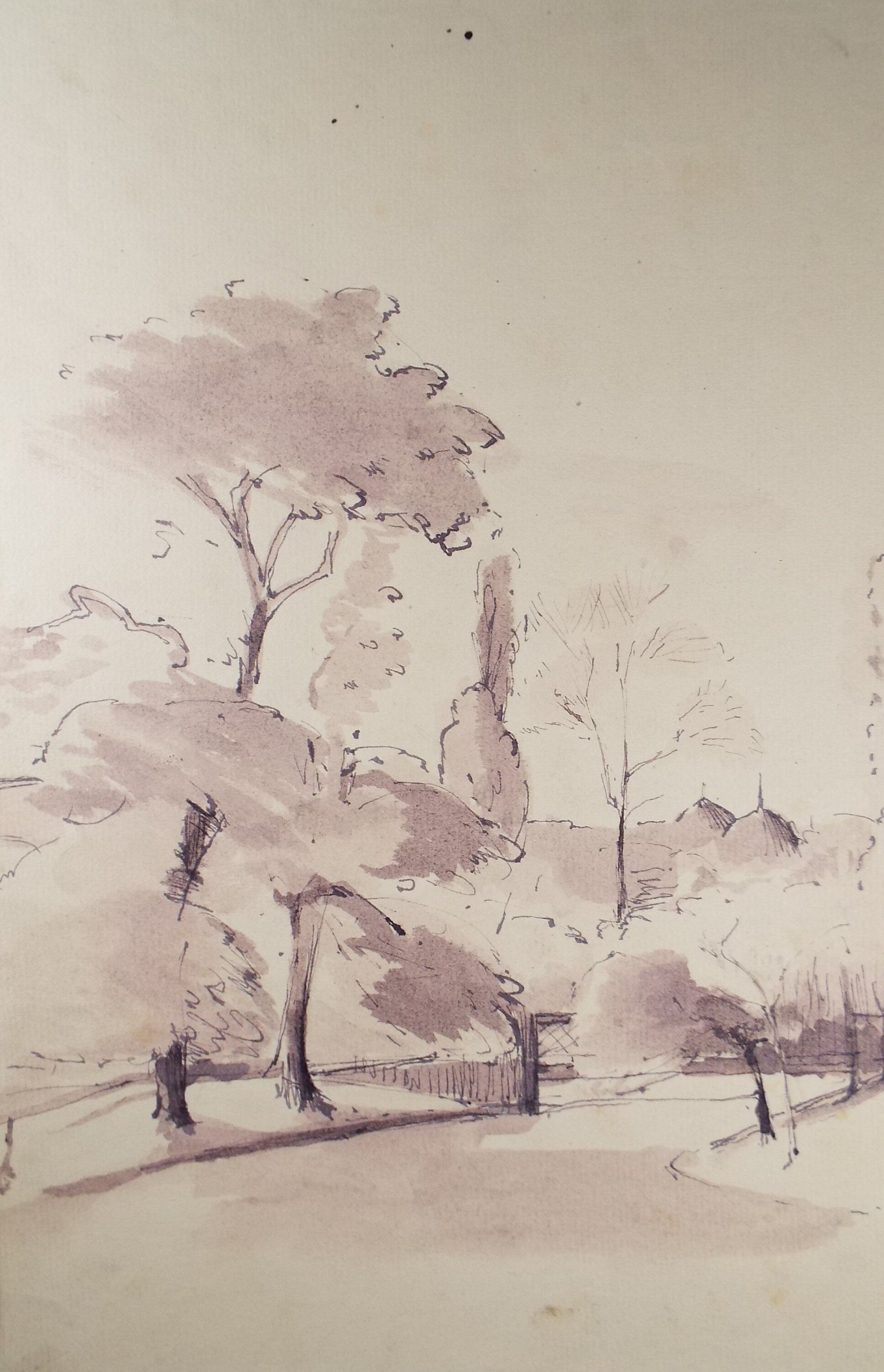 Original Watercolour, 'Park Study', c1950, Hilda Burford (1887-1957)