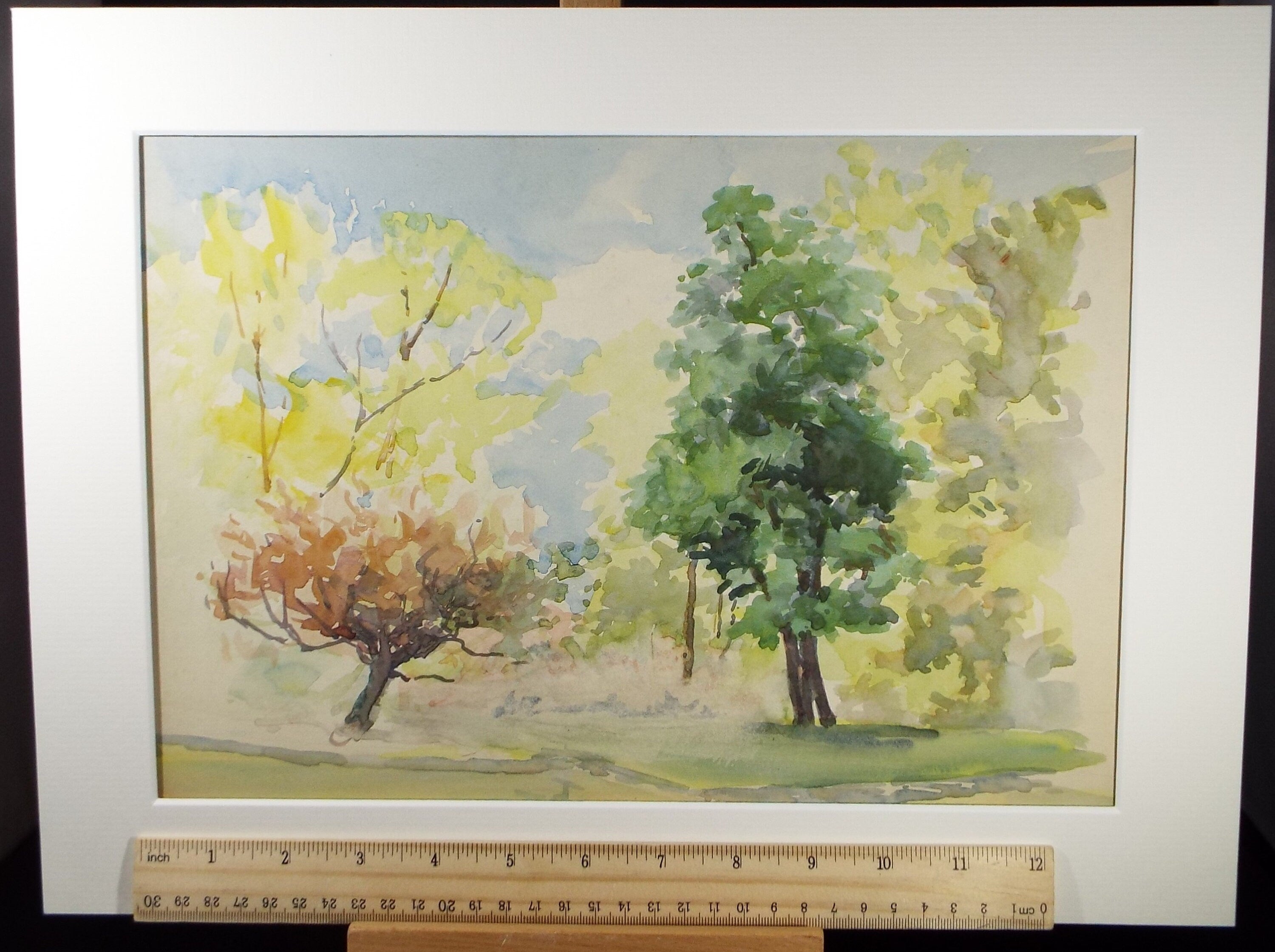 Original Watercolour, 'Trees in Springtime', c1940, Hilda Burford (1887-1957)