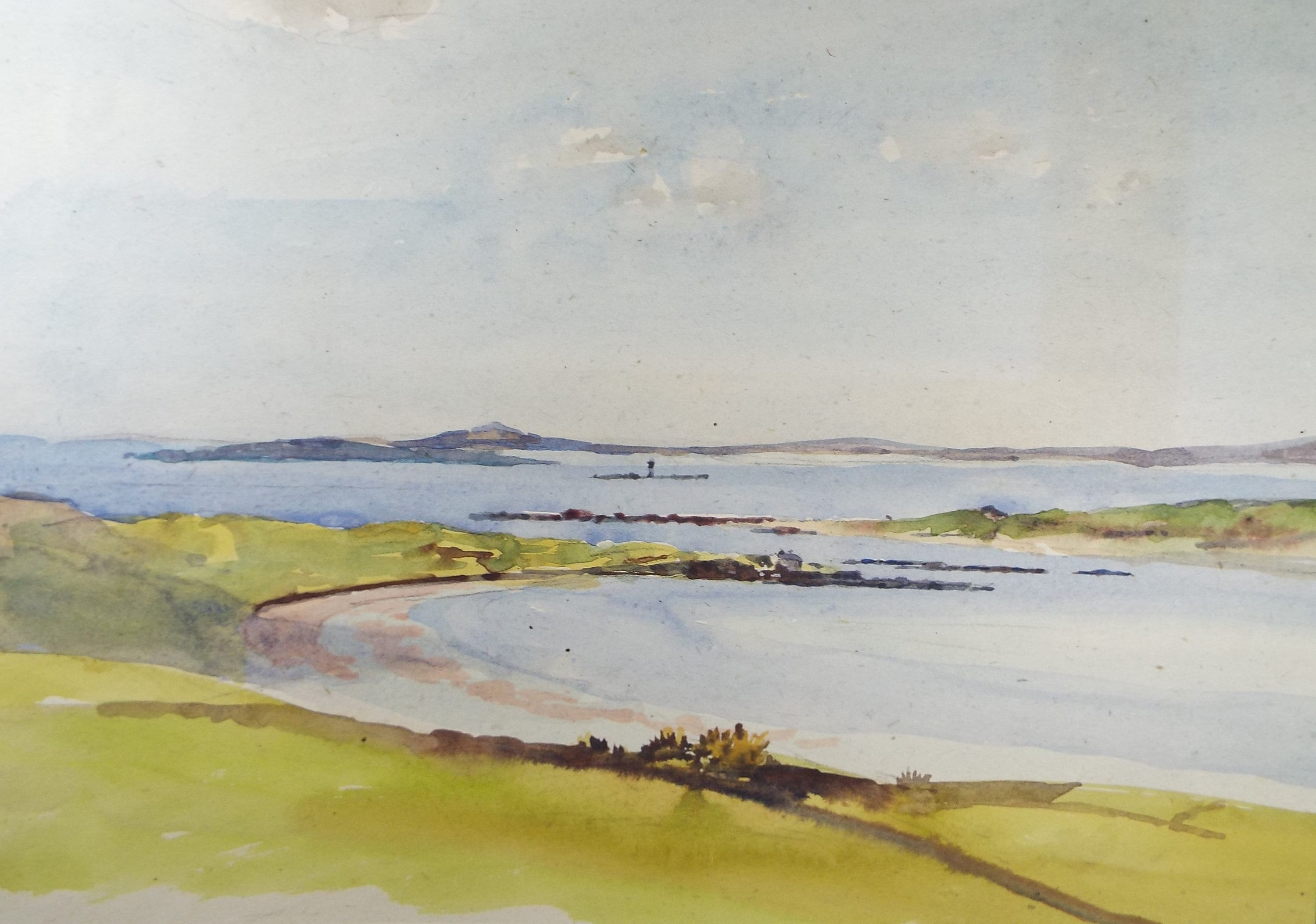 Original Watercolour, 'Coastal Landscape', Circa 1950's , Hilda Burford (1887-1957)