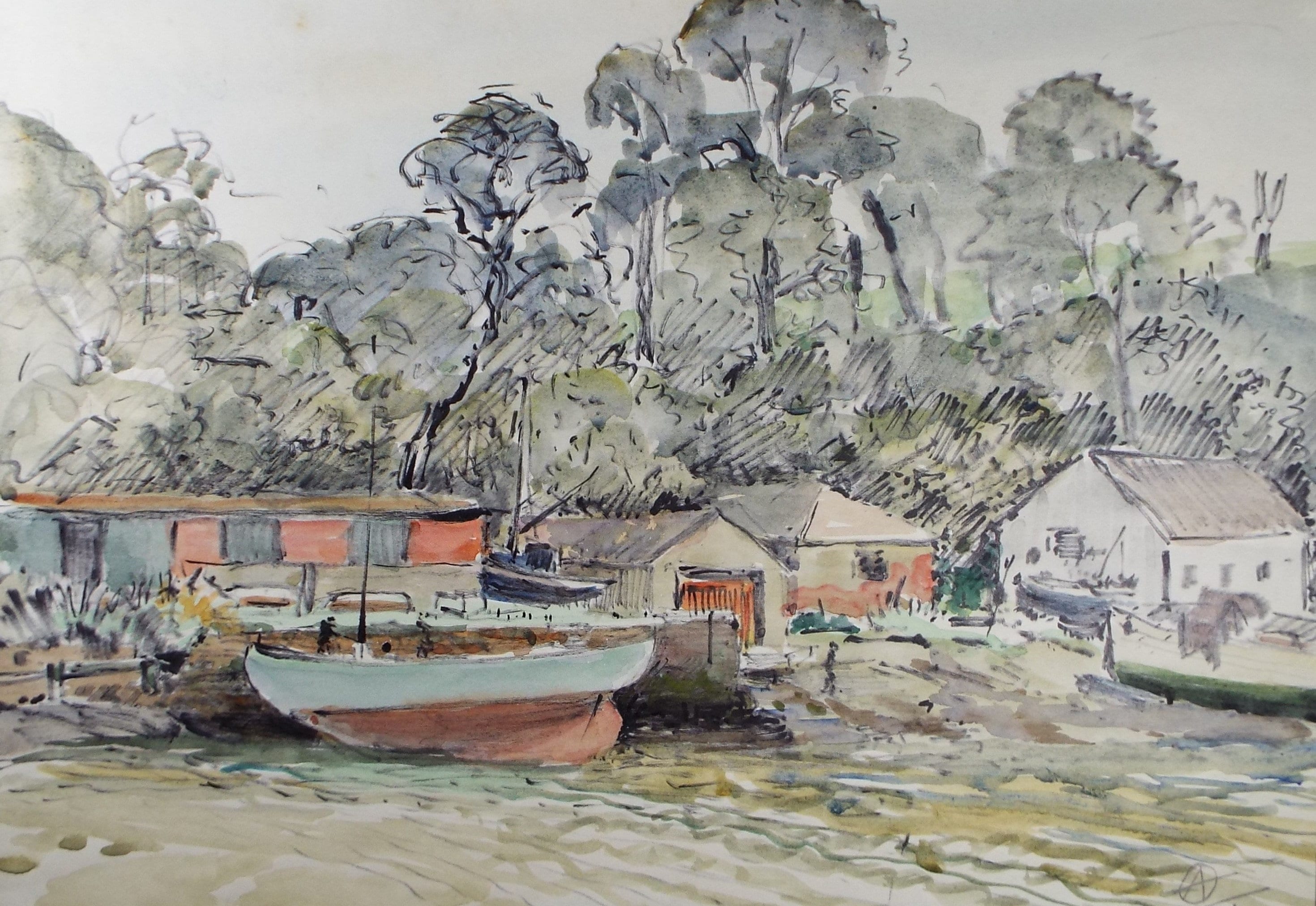 Original Watercolour, 'Caernarvon, Dated 1961, Momogrammist A