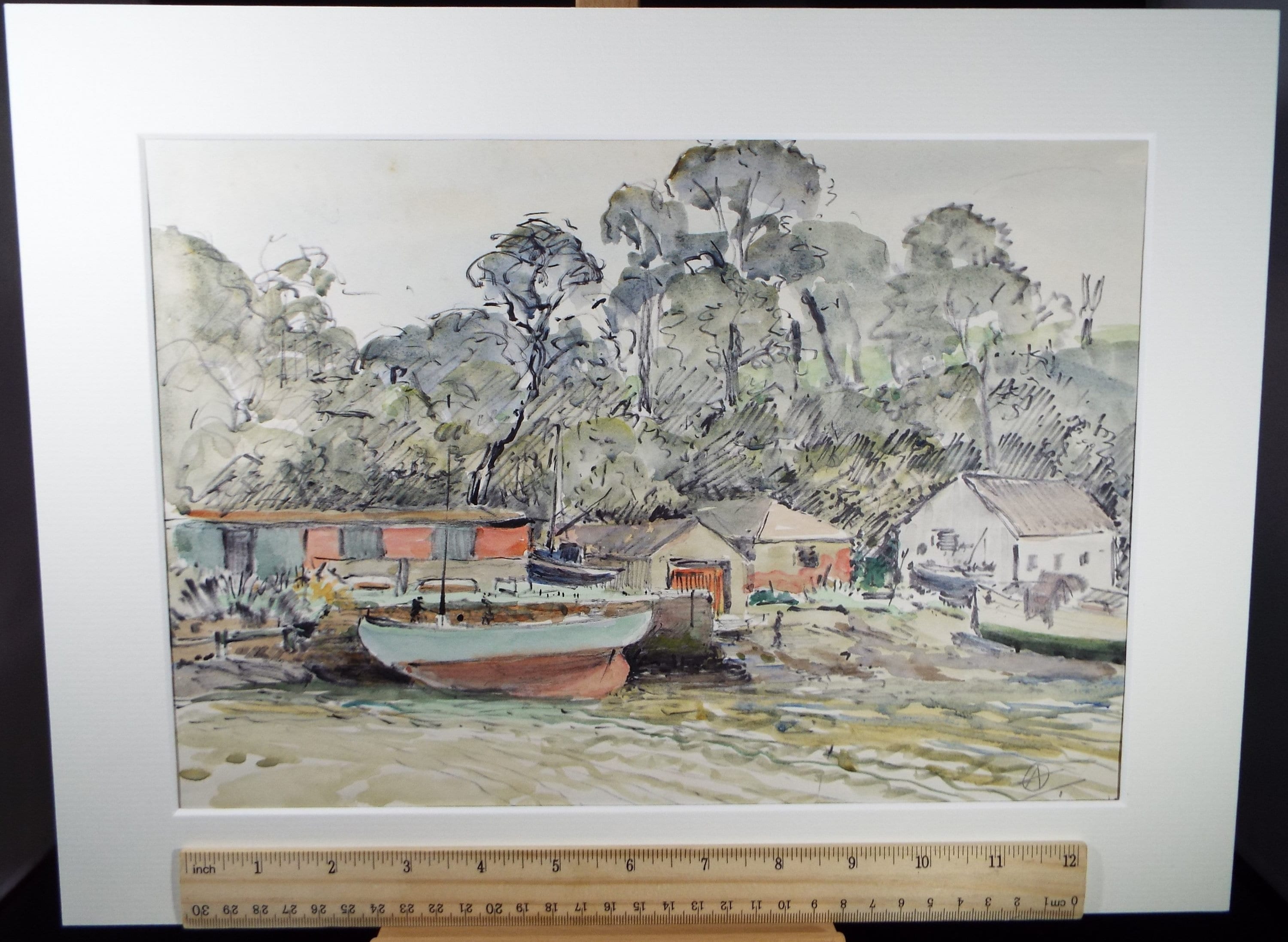 Original Watercolour, 'Caernarvon, Dated 1961, Momogrammist A