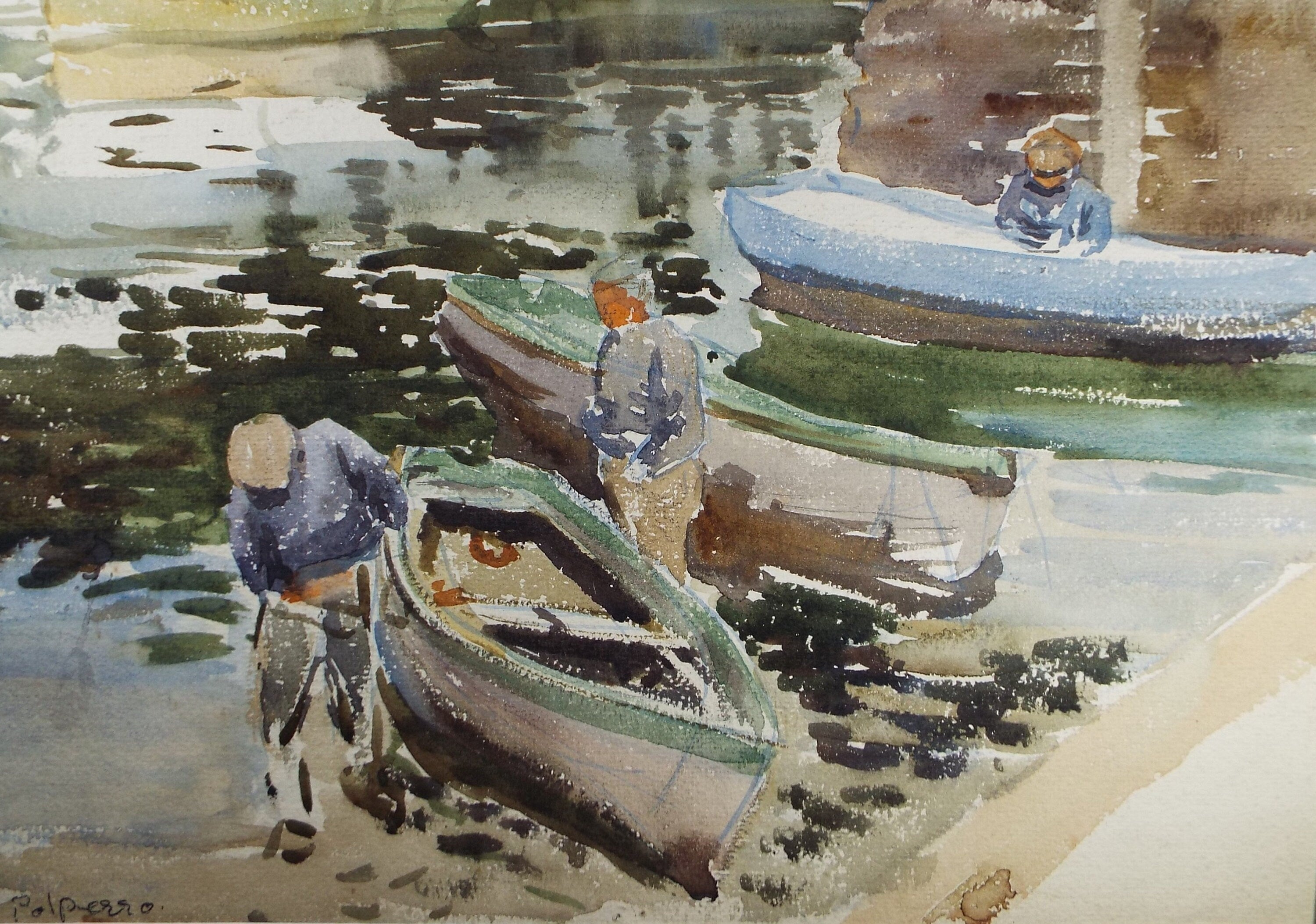 Original Watercolour 'Polperro',circa 1950's, Hilda Burford (1887-1957)