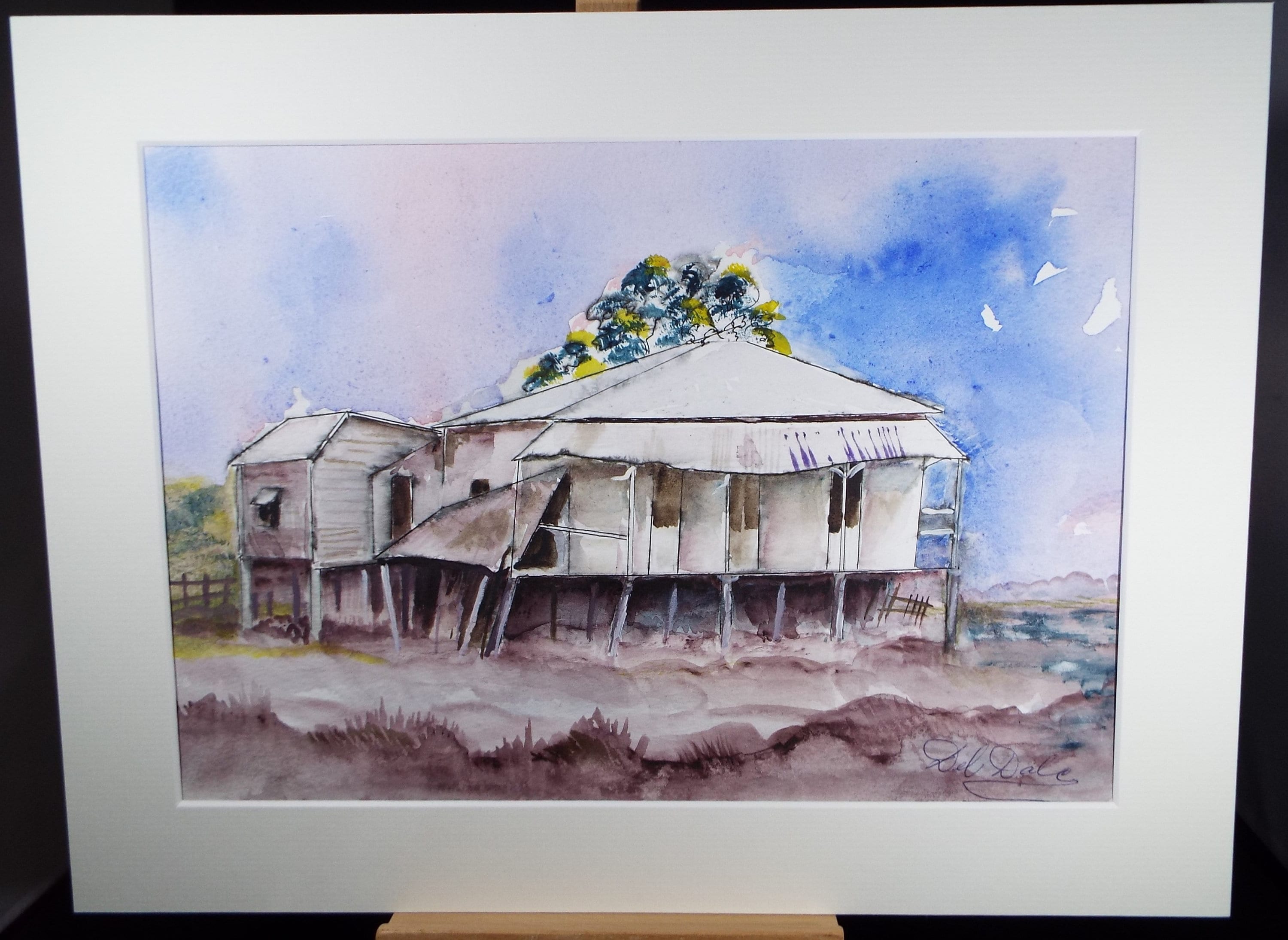 Original Watercolour, 'African Lodge',c1990's, Del Dale