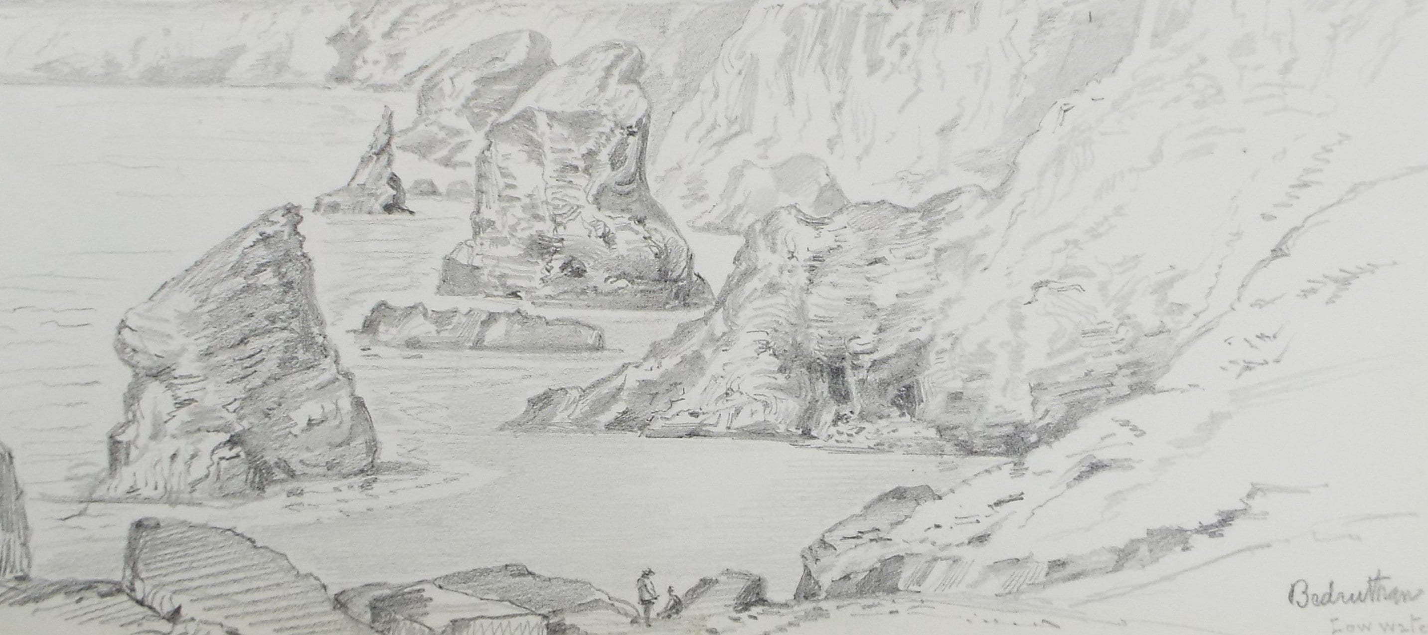 Original Pencil Drawing, 'Isle of Wight' circa 1880's, Artist unknown