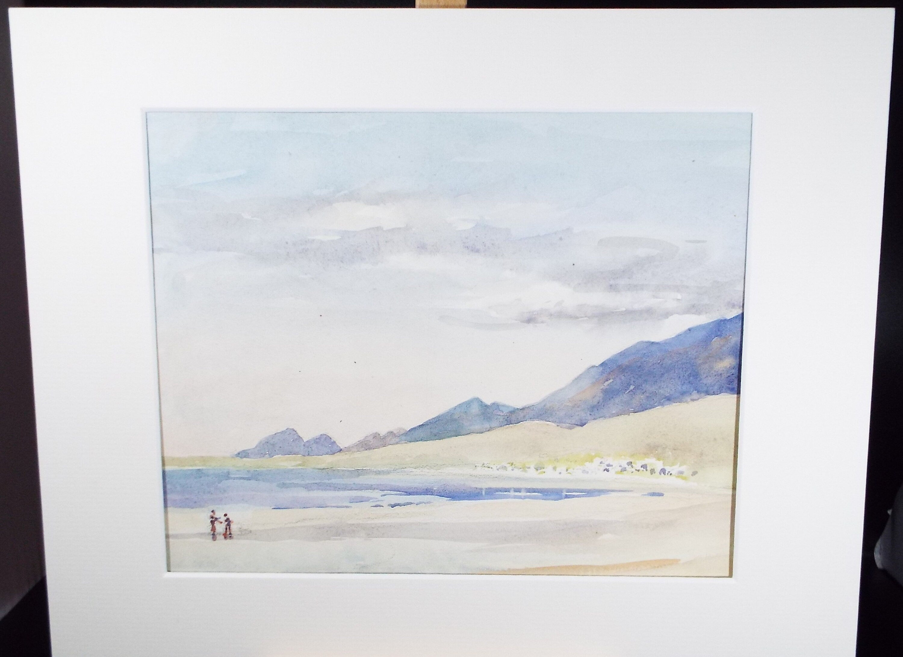 Original Watercolour, 'Coast with distant hills', Circa 1950's , Hilda Burford (1887-1957)