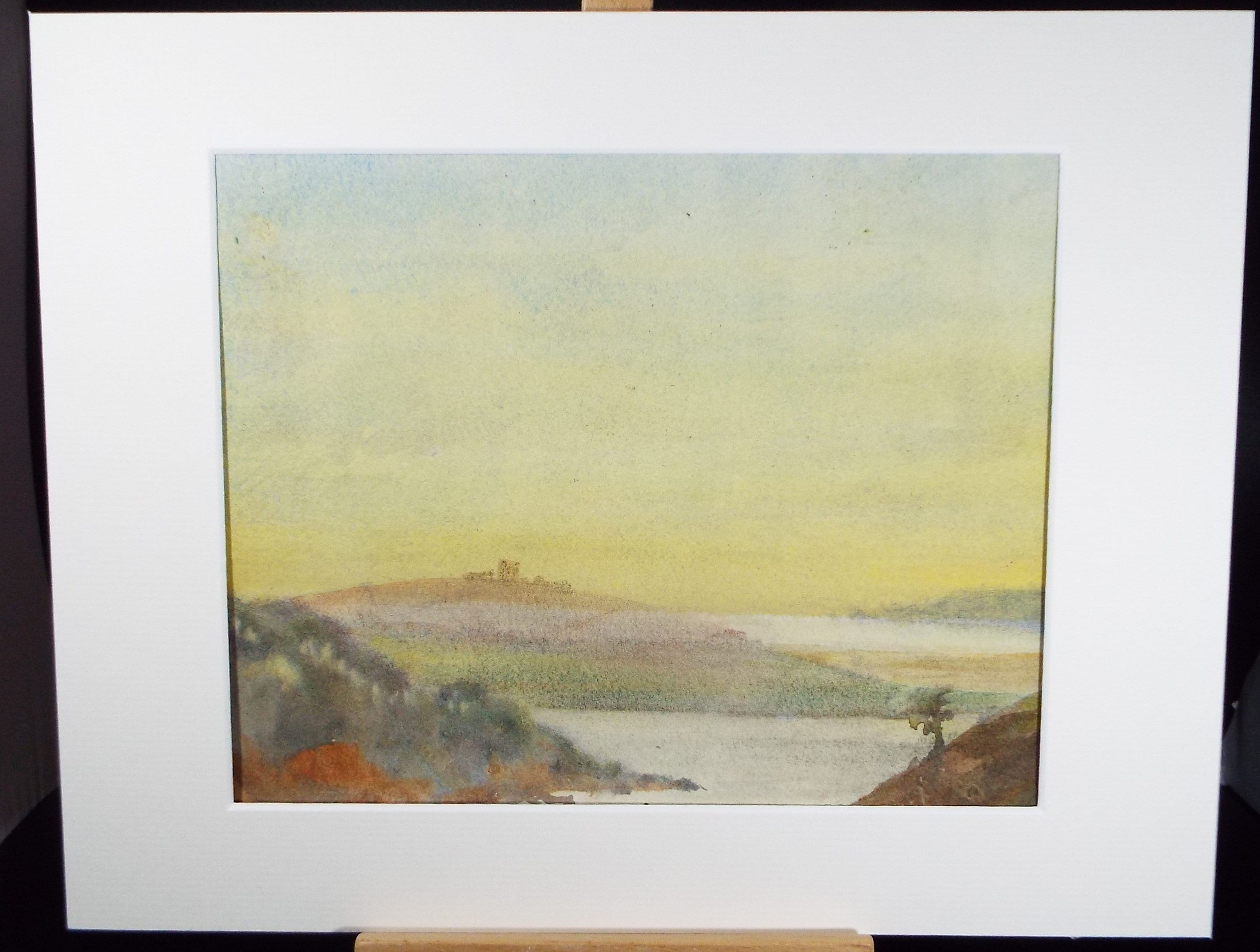 Original Watercolour, 'Misty River Estuary', Circa 1940's , Hilda Burford (1887-1957)