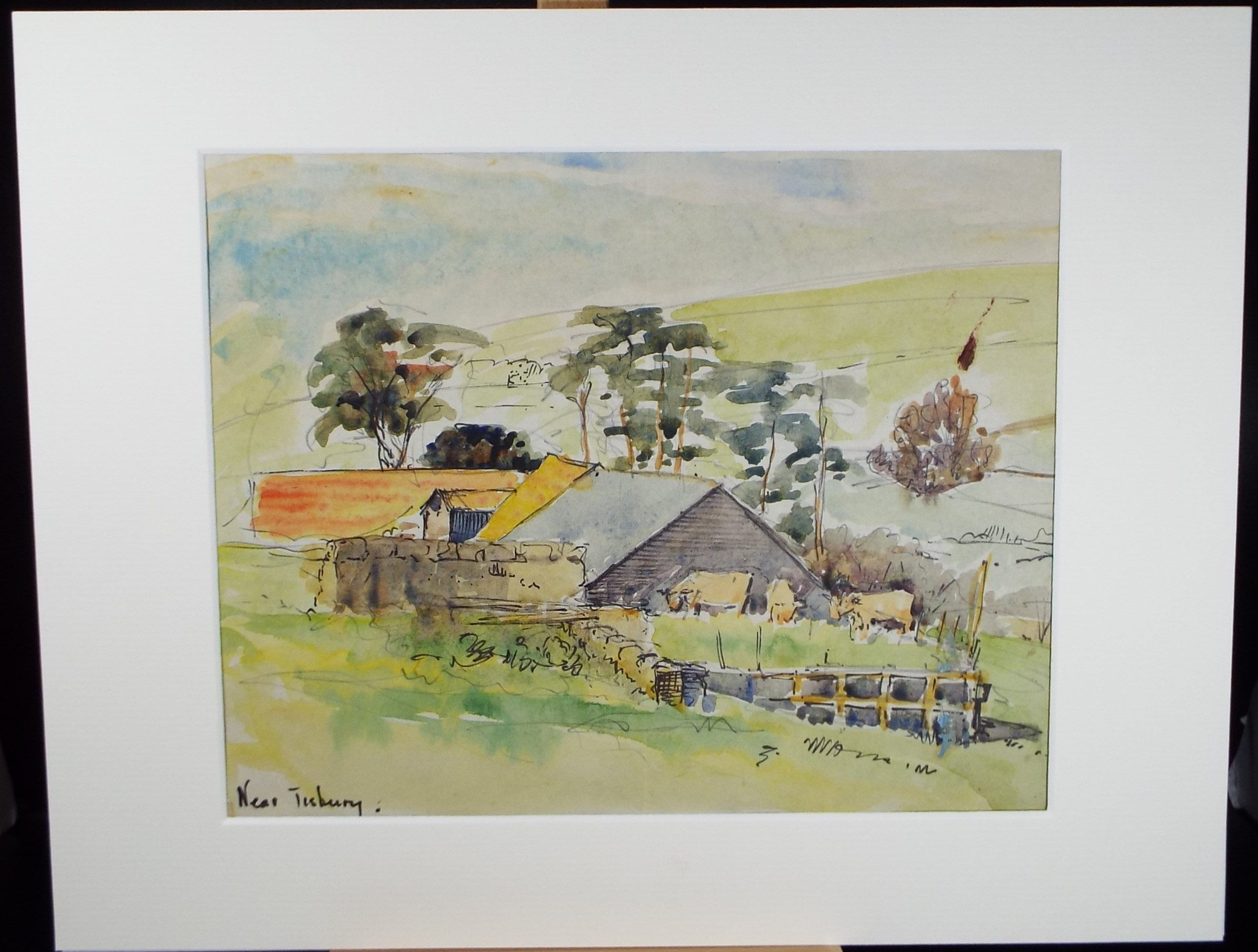 Original Watercolour, 'Near Tisbury', Circa 1950's , Hilda Burford (1887-1957)