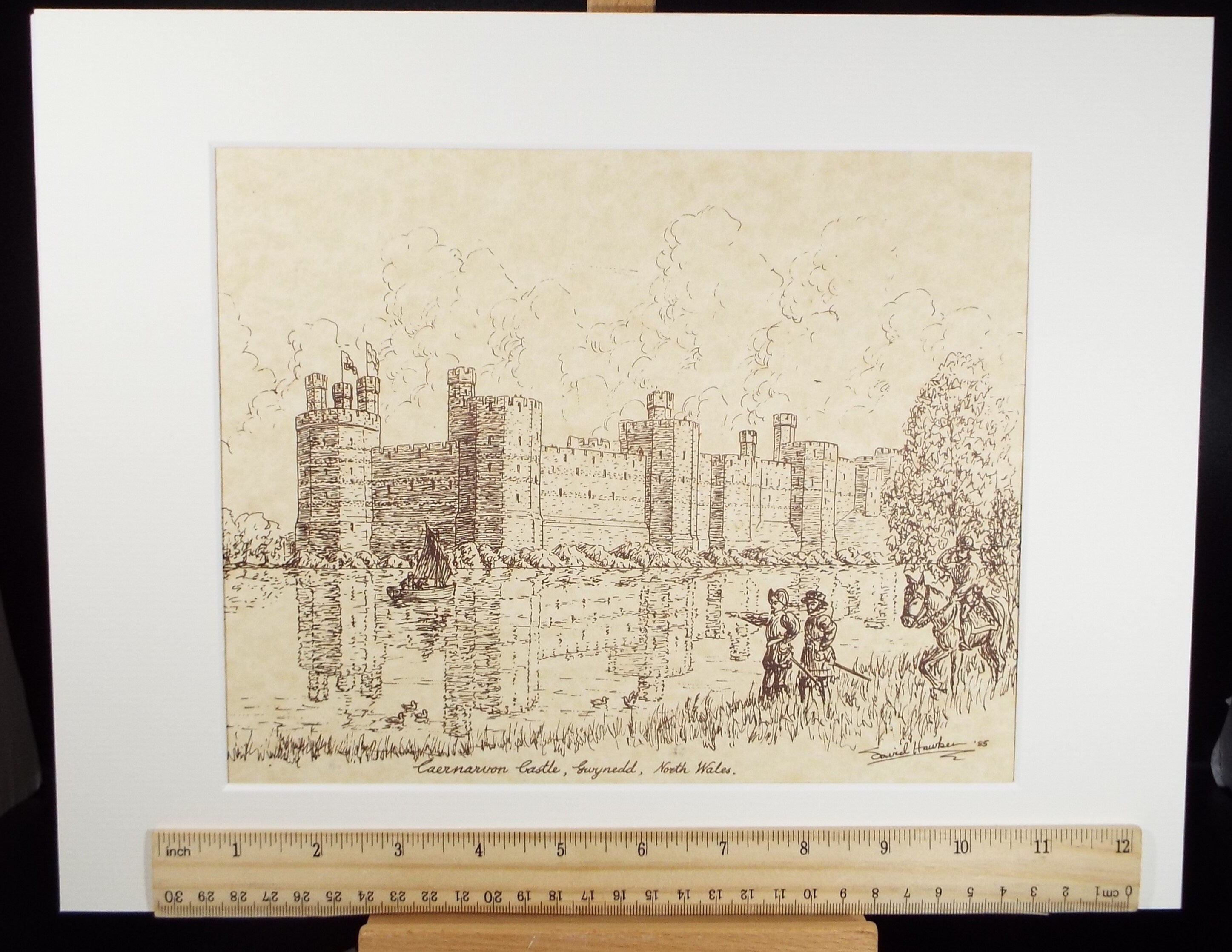 Original Pen & Ink, 'Caernarvon Castle', Dated 1985, David Hawken