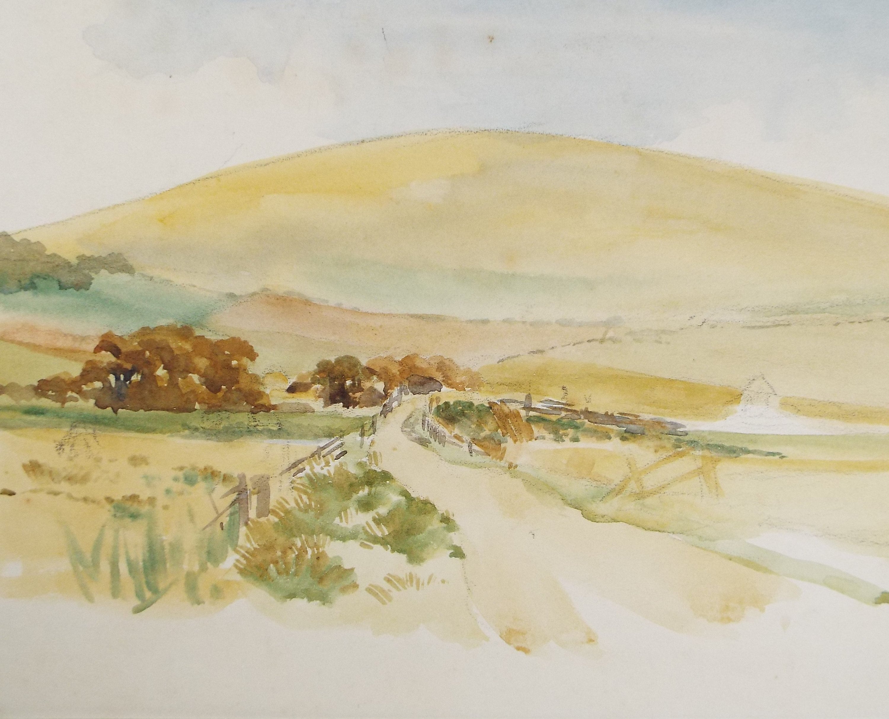 Original Watercolour, 'Lane below the hill', c1940, Hilda Burford (1887-1957)