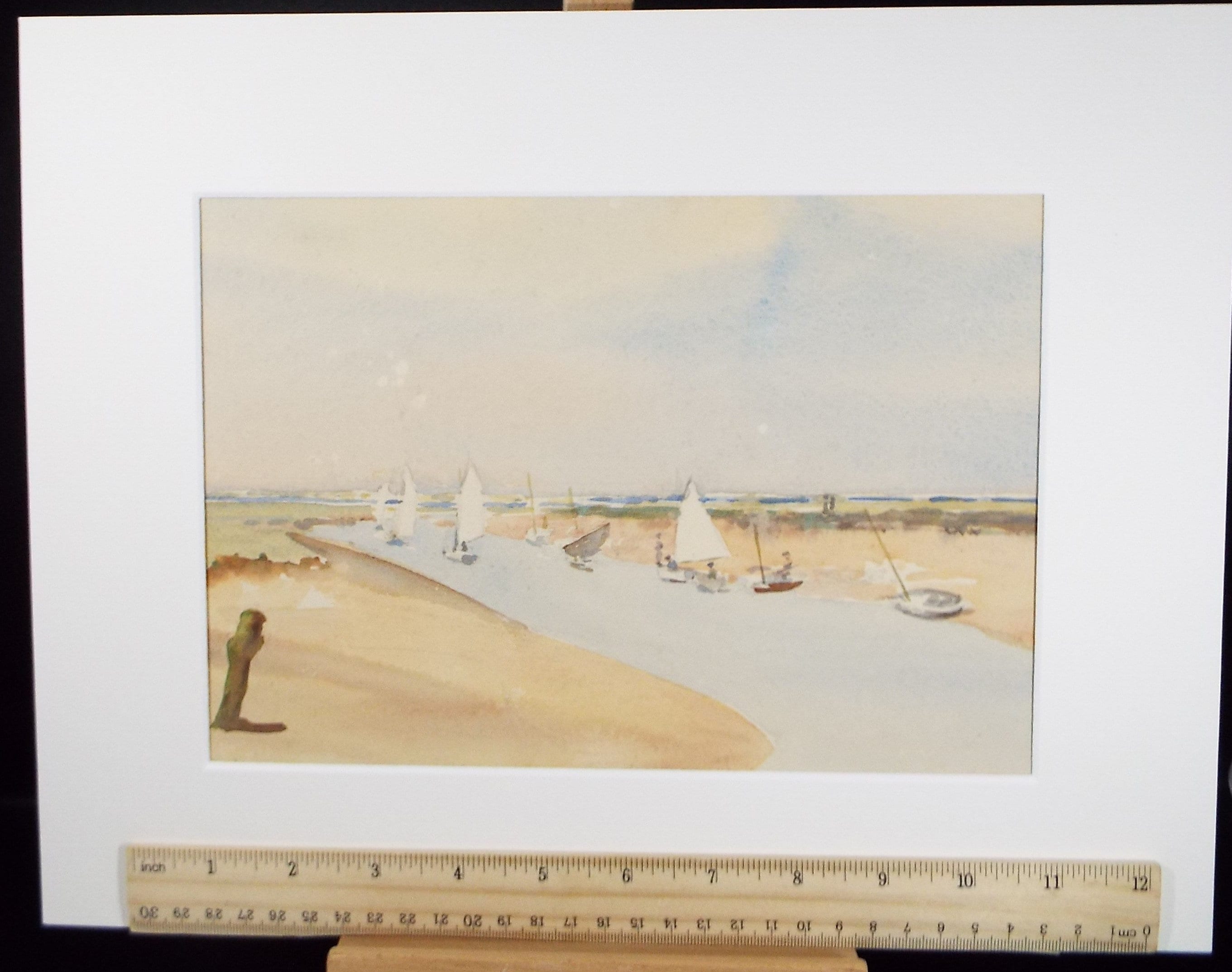 Original Watercolour, 'Sailing Dinghies', circa 1950's, Hilda Burford (1887-1957)