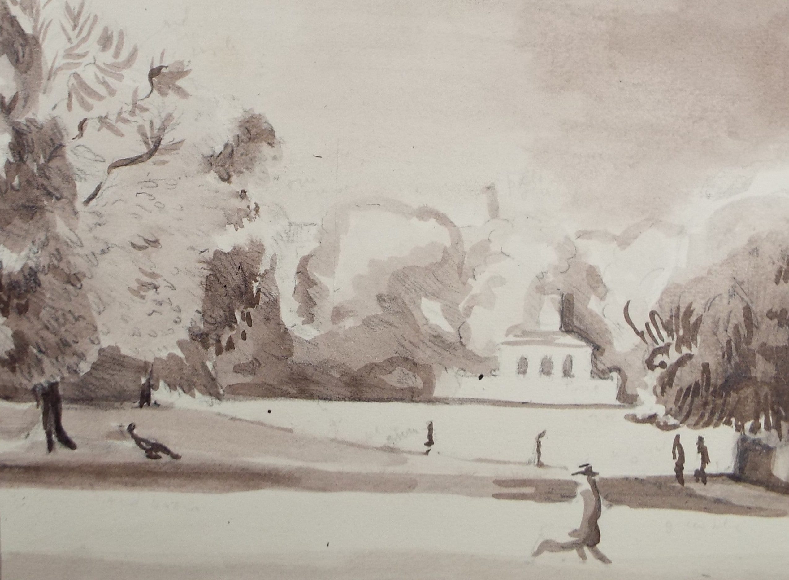 Original Watercolour on Paper, 'Park Landscape', circa 1950's, Hilda Burford (1887-1957)