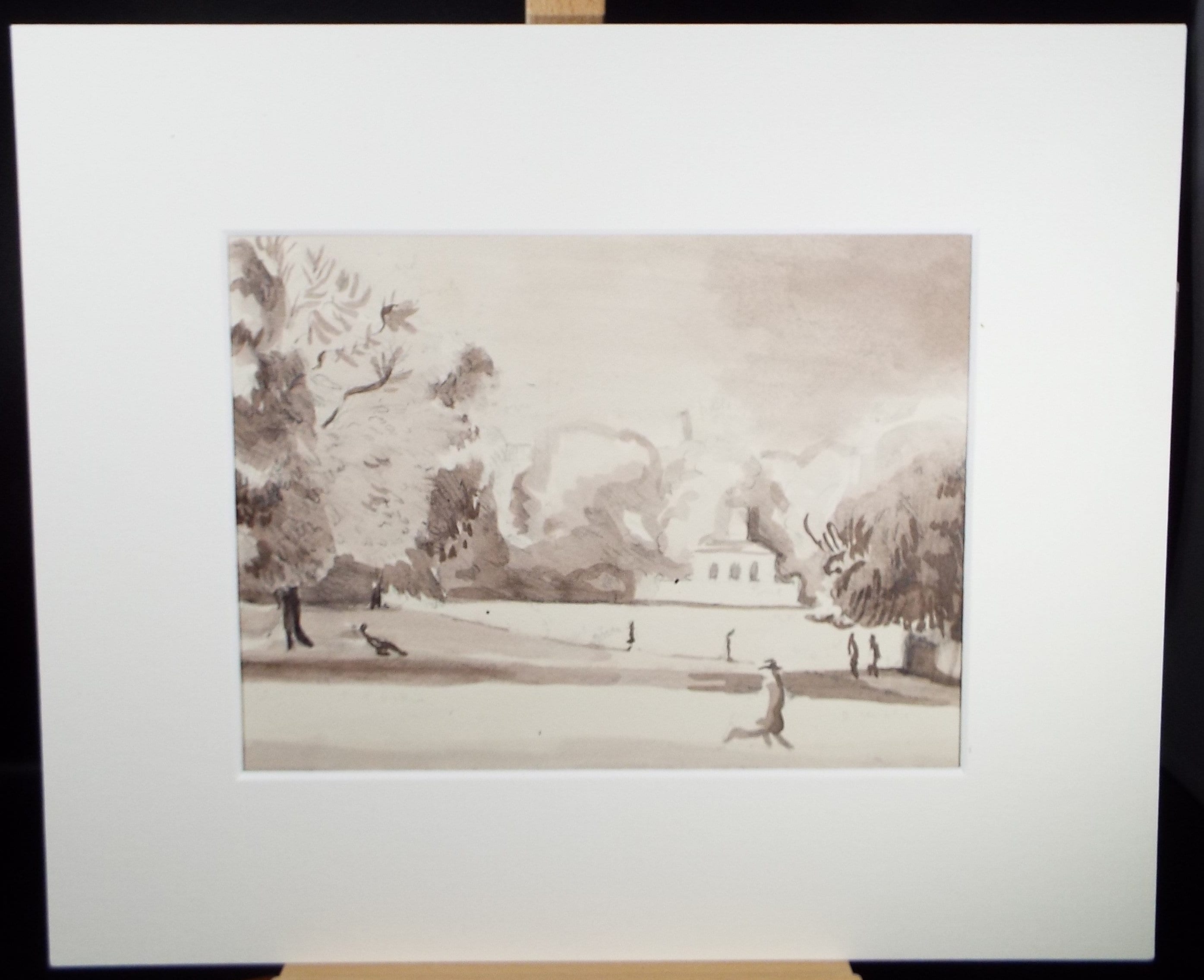 Original Watercolour on Paper, 'Park Landscape', circa 1950's, Hilda Burford (1887-1957)