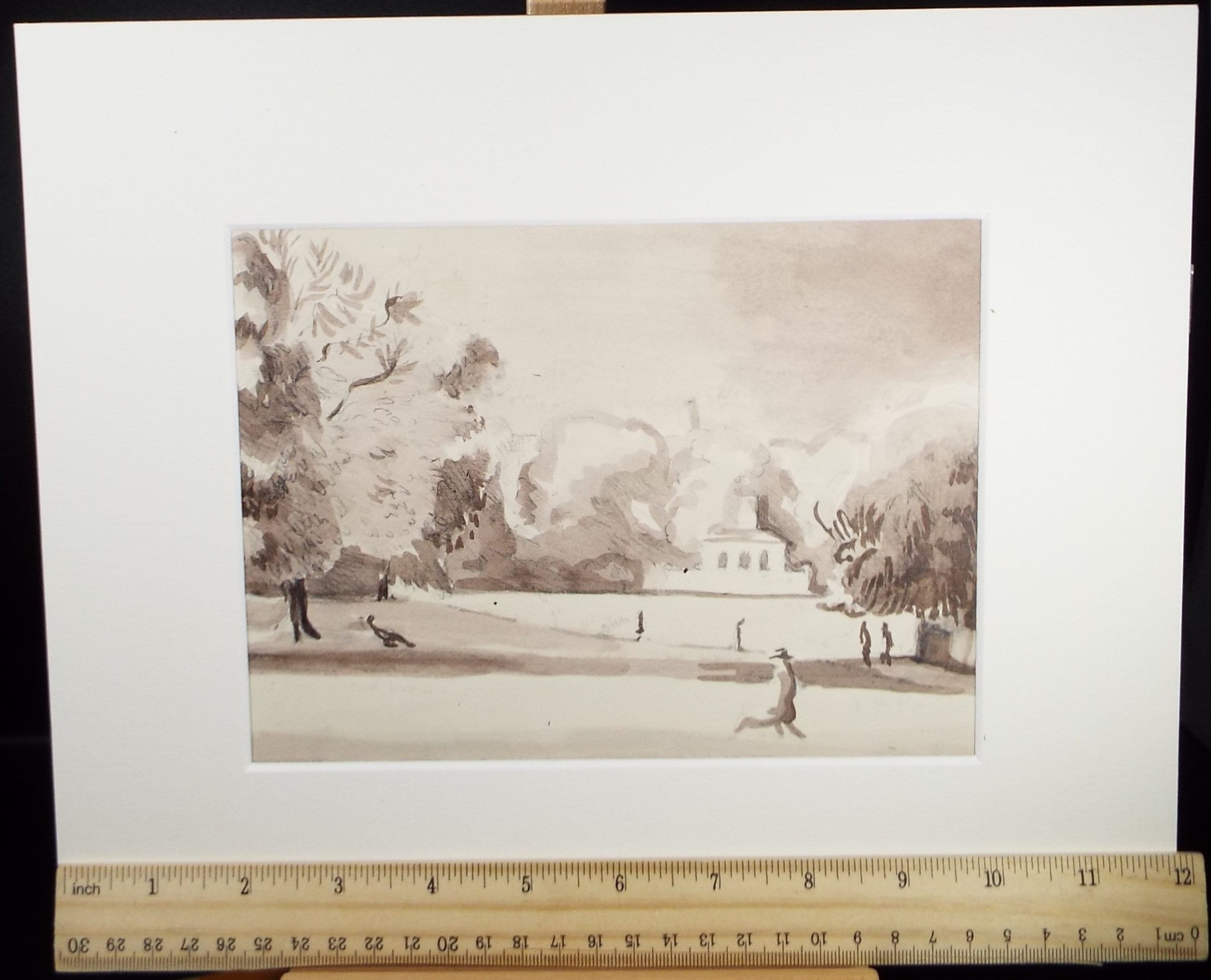 Original Watercolour on Paper, 'Park Landscape', circa 1950's, Hilda Burford (1887-1957)