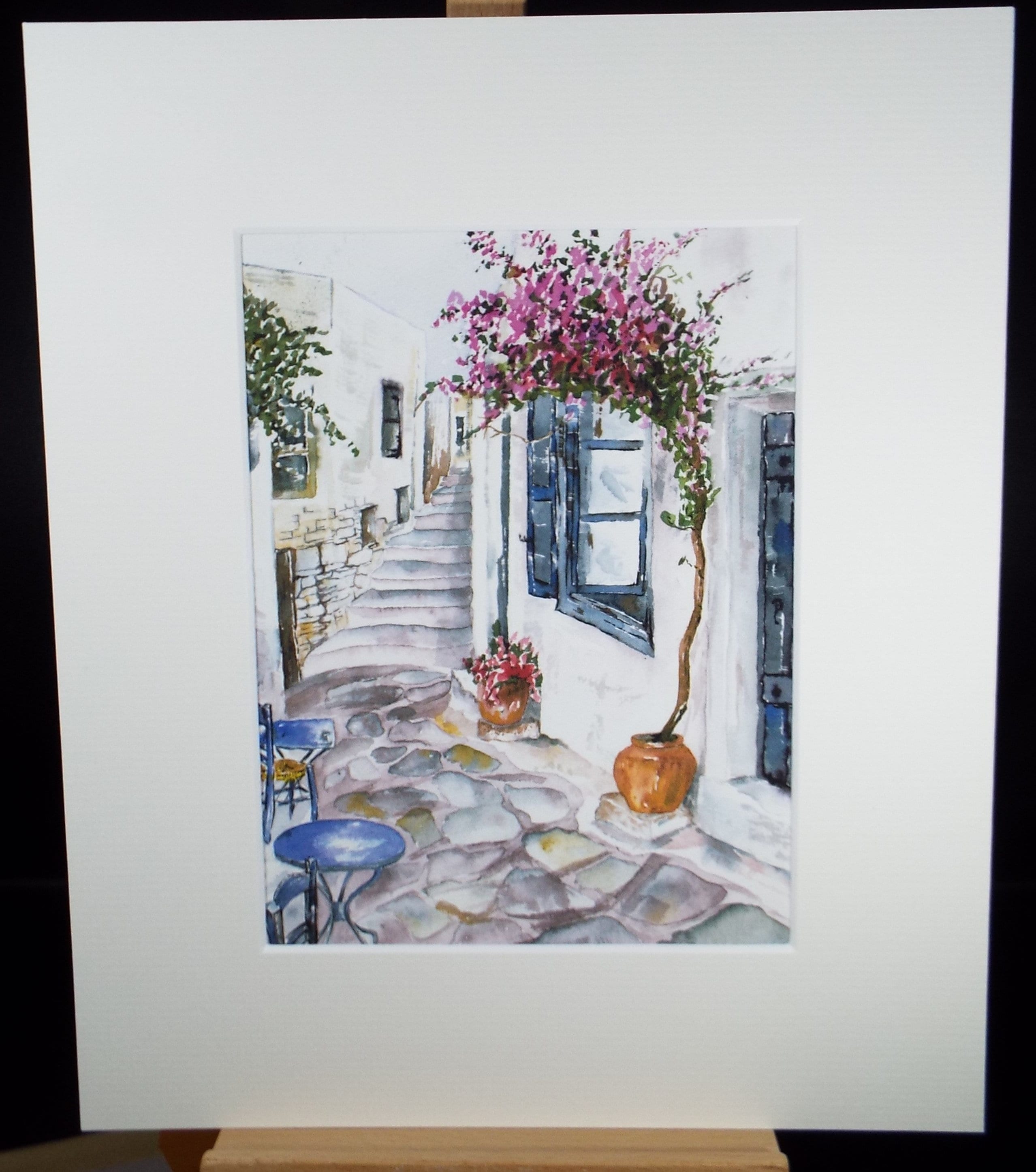 Original Watercolour on Paper, 'Village Steps', dated 2002, signed Blanche