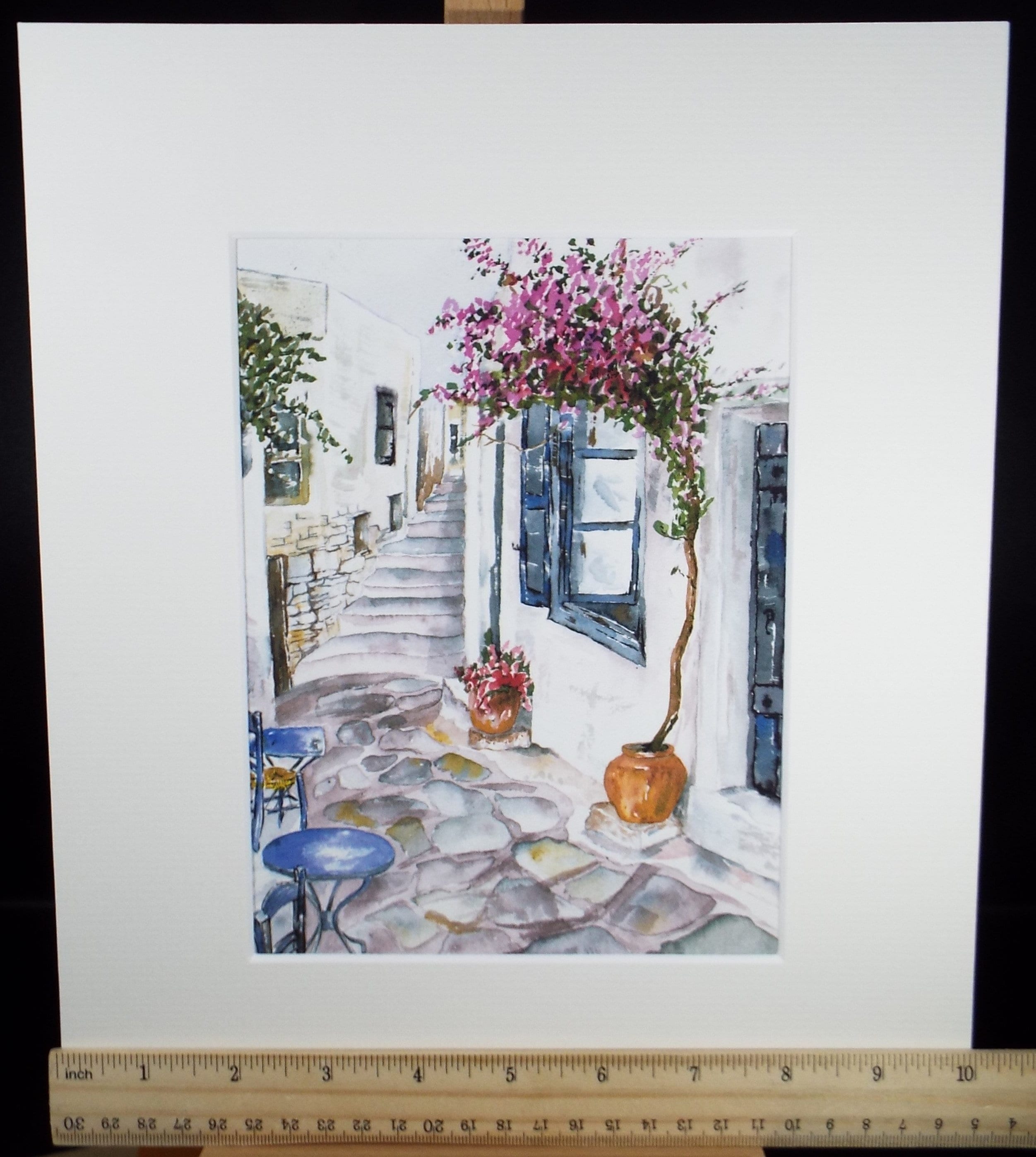 Original Watercolour on Paper, 'Village Steps', dated 2002, signed Blanche