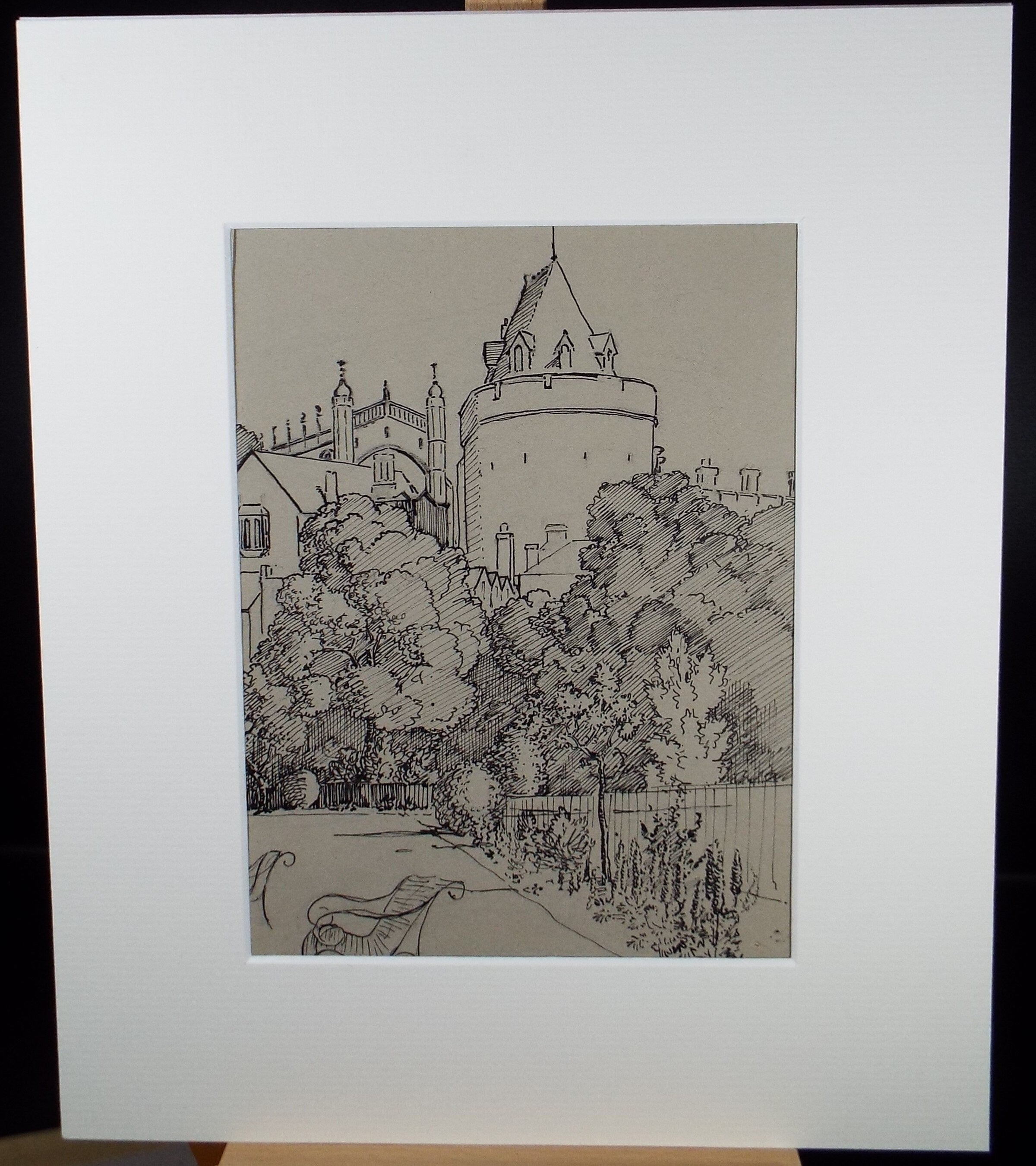 Original Pen & ink, 'Windsor Castle', c1940, Hilda Burford (1887-1957)