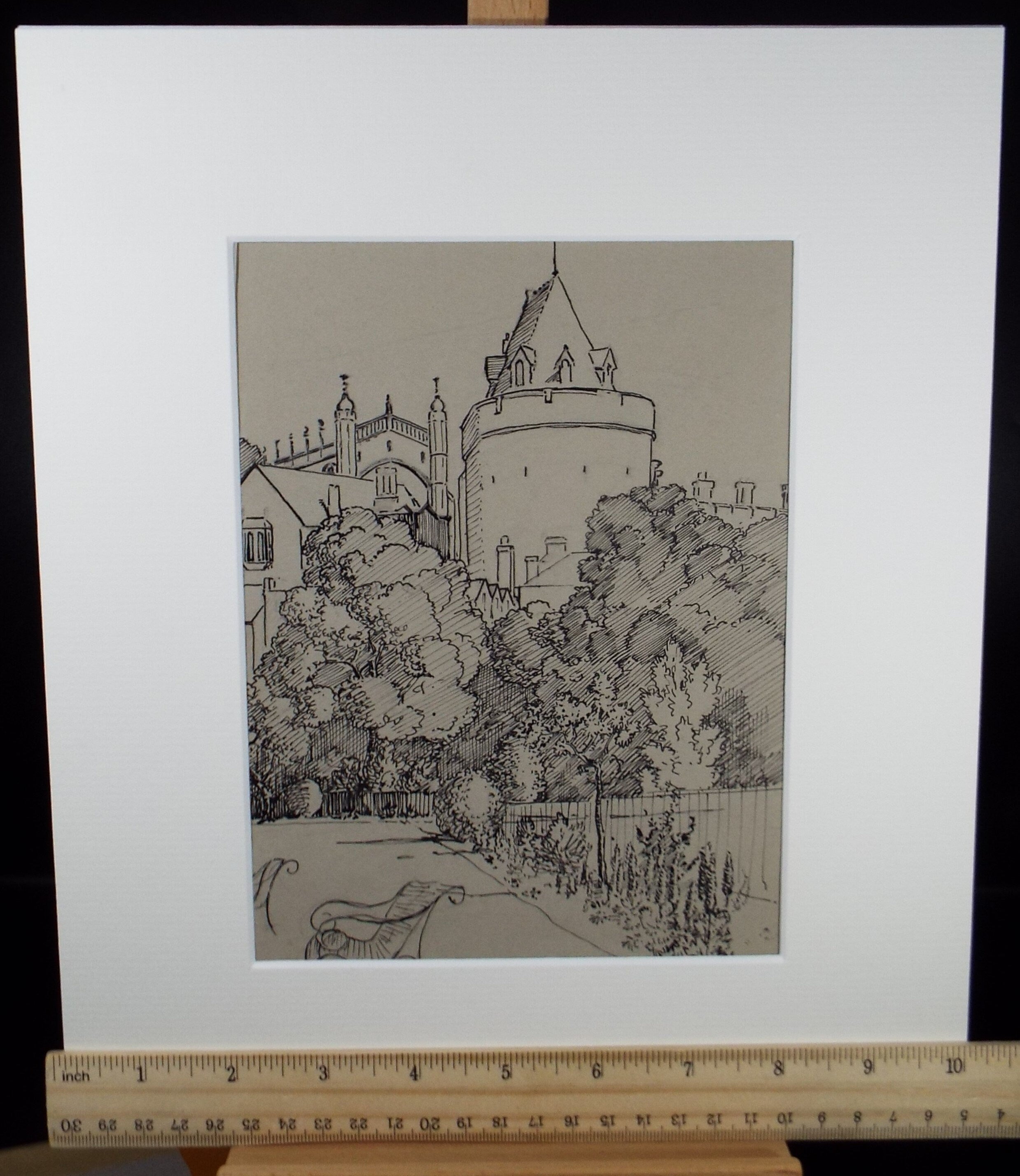 Original Pen & ink, 'Windsor Castle', c1940, Hilda Burford (1887-1957)