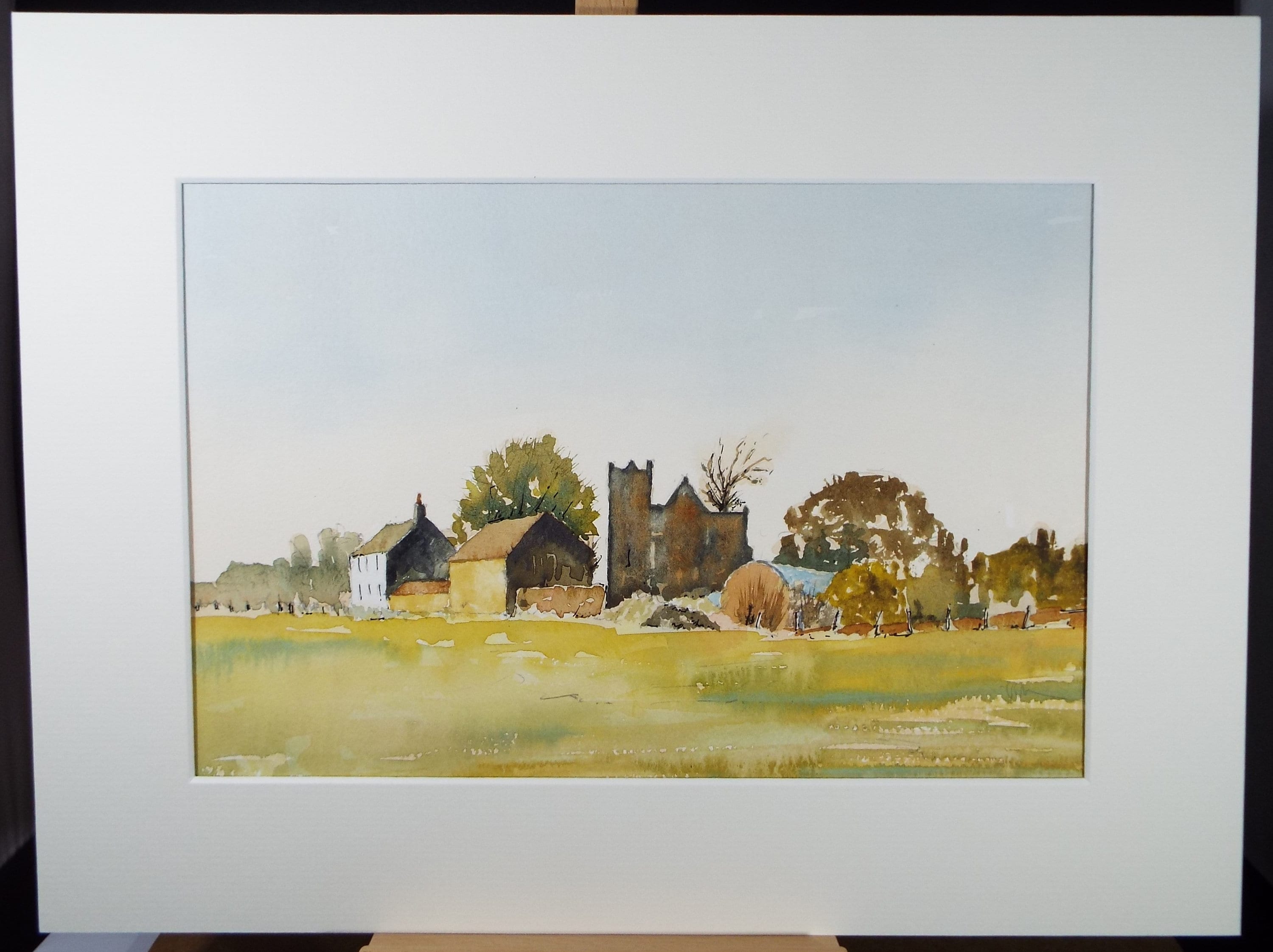 Original Watercolour, 'Cumberland village & Church', circa 1980's, Unknown Artist