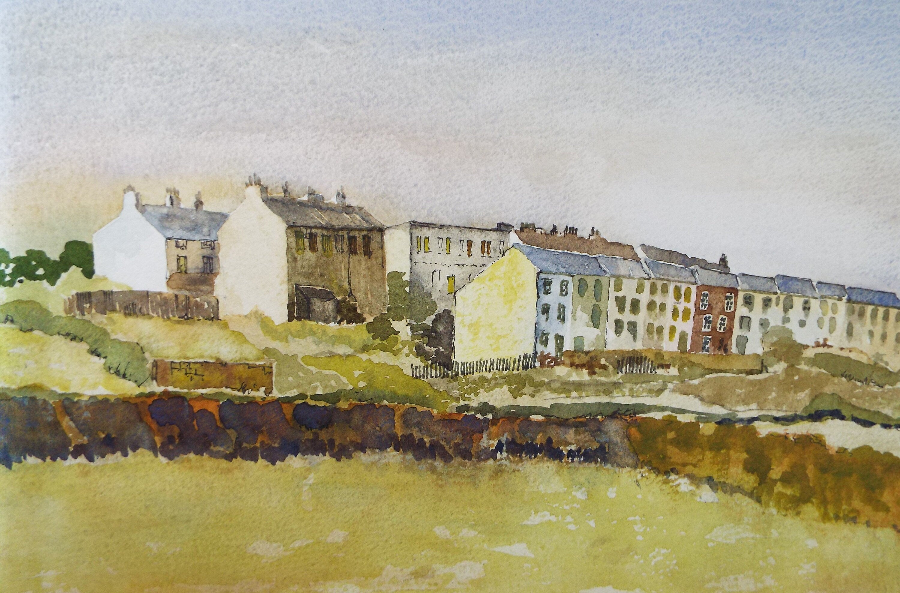 Original Watercolour, 'Terraced Houses', circa 1980's, Unknown Artist