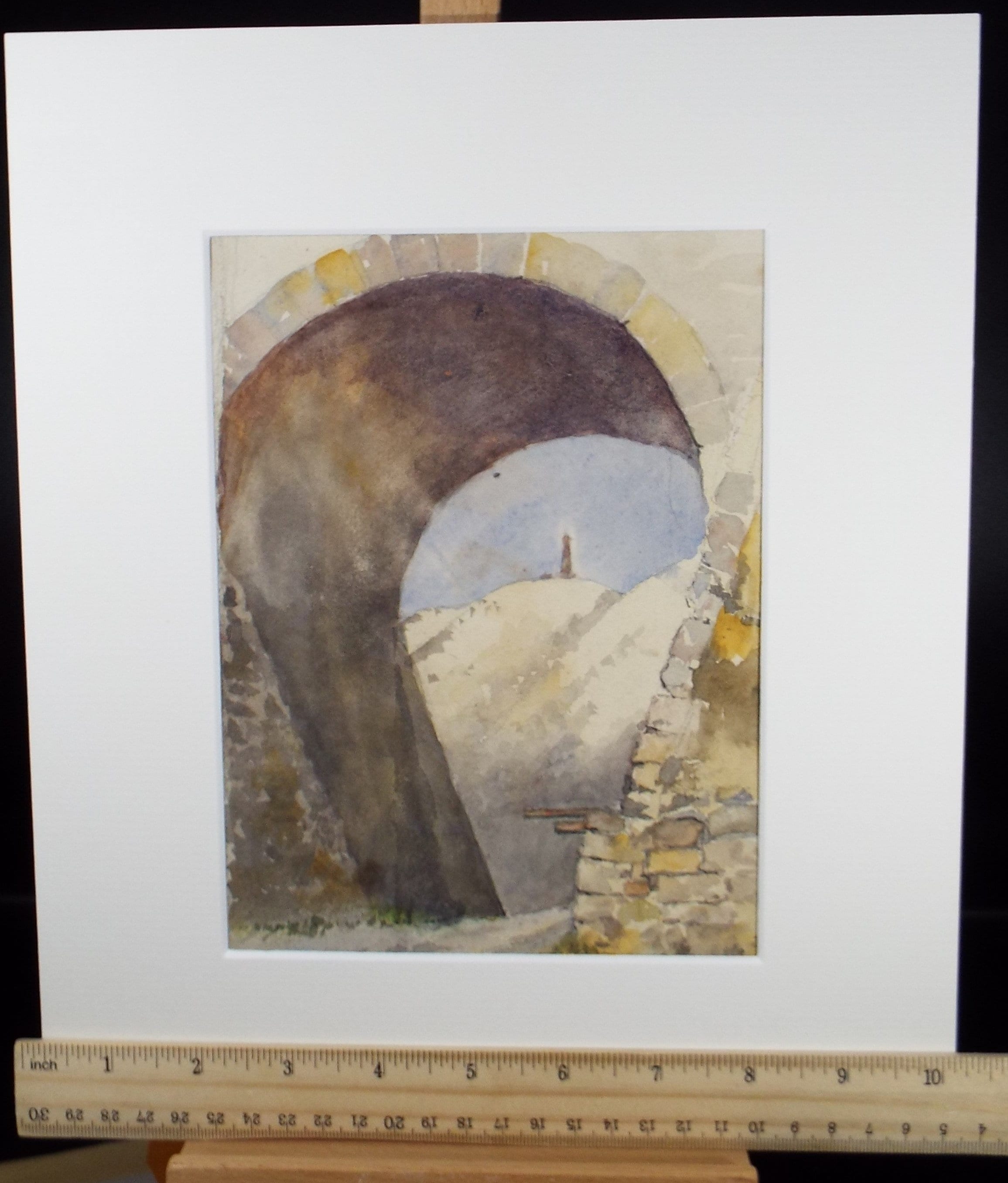 Original Watercolour, 'Through the Archway', Circa 1940's , Hilda Burford (1887-1957)