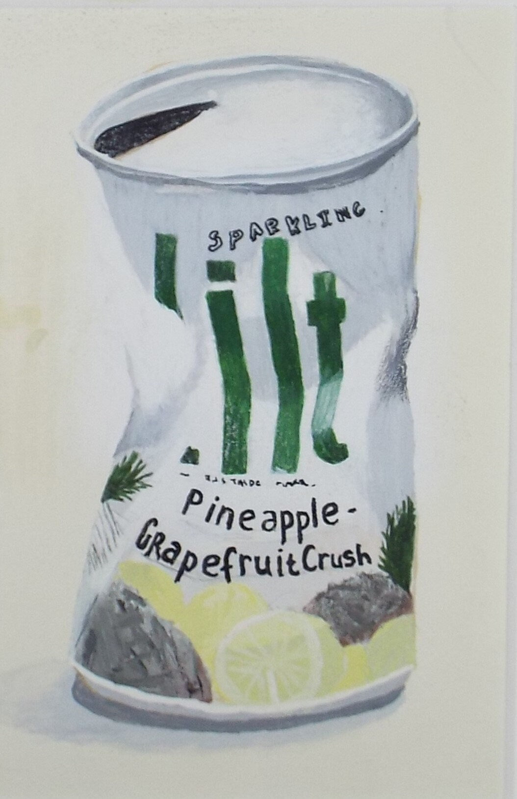 Original Watercolour, 'Crushed Lilt Can',circa 1980's,Artist Unknown