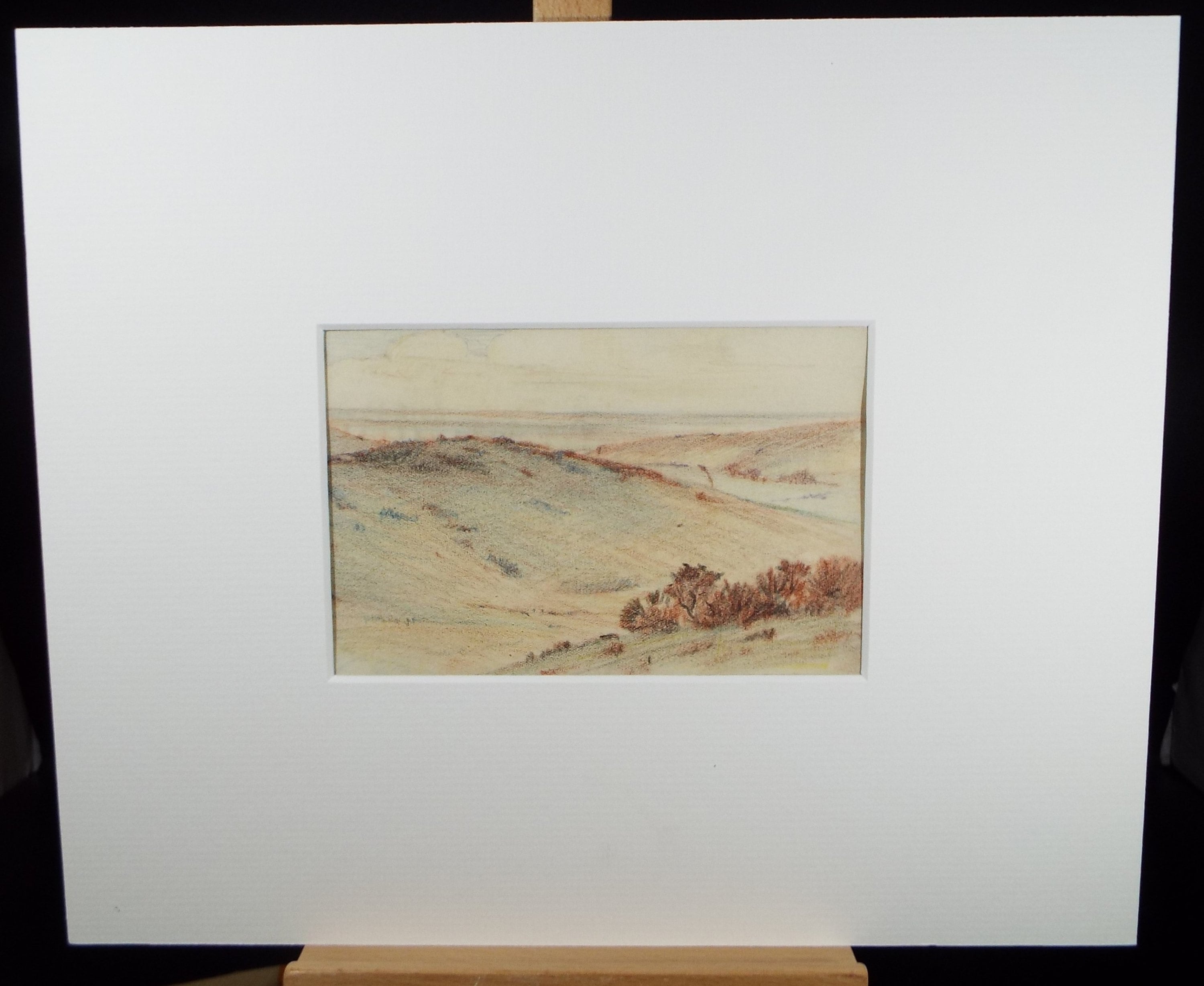 Original Pastel, 'Hilly Heathland', Circa 1950's , Hilda Burford (1887-1957)