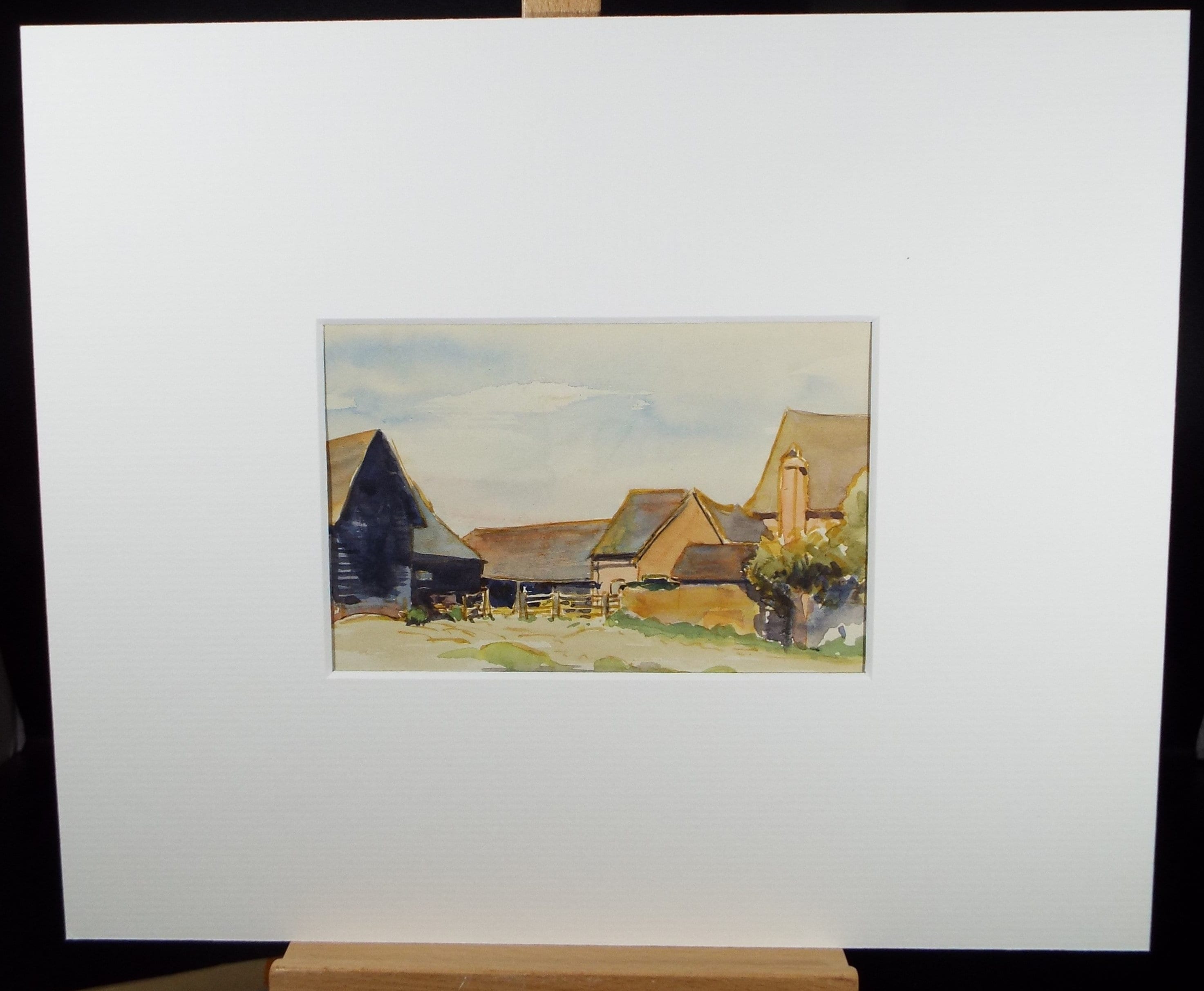 Original Watercolour, 'The Farmstead', Circa 1940's, Hilda Burford (1887-1957)