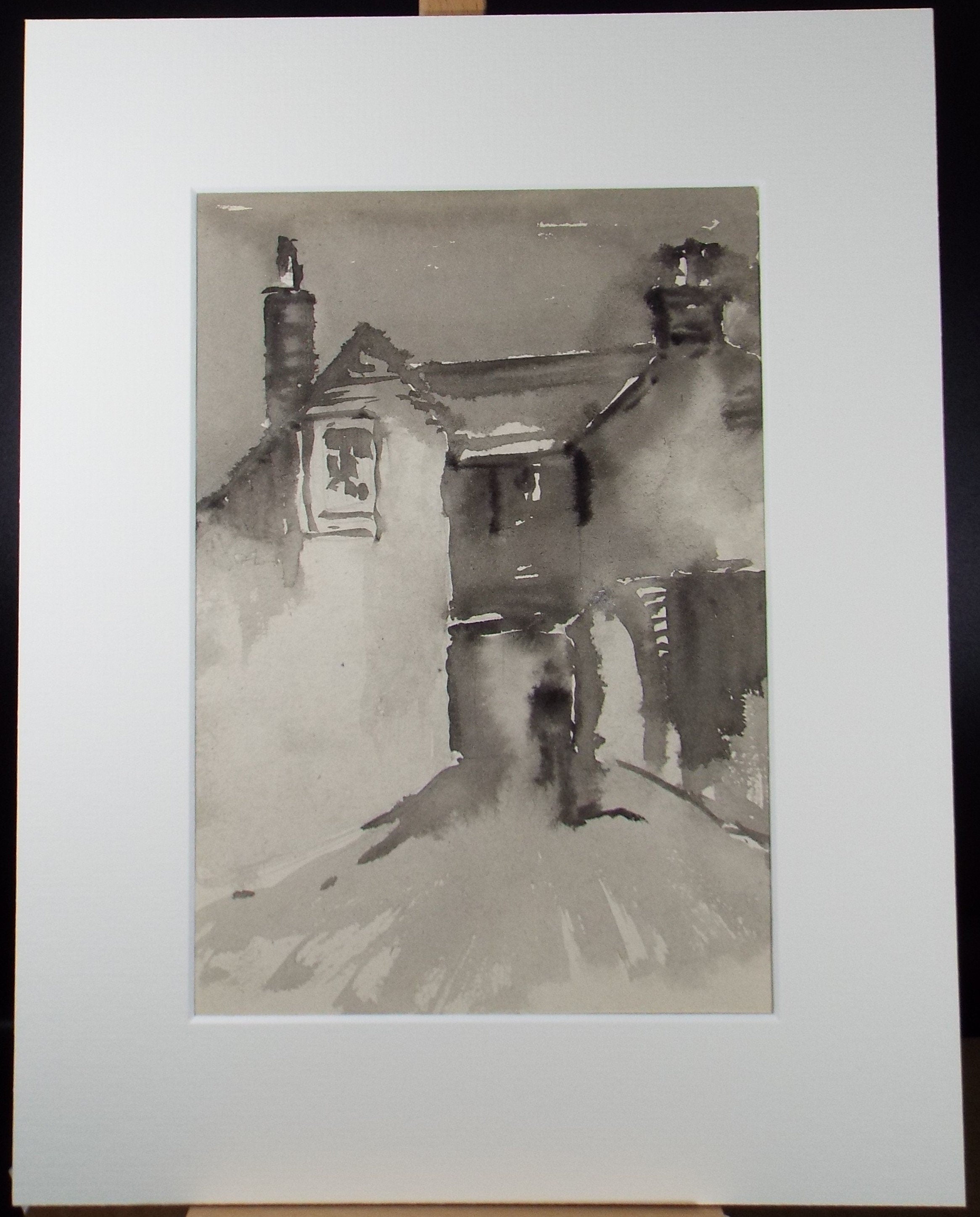 Original Watercolour, 'Village House', Circa 1980's, Unknown Artist