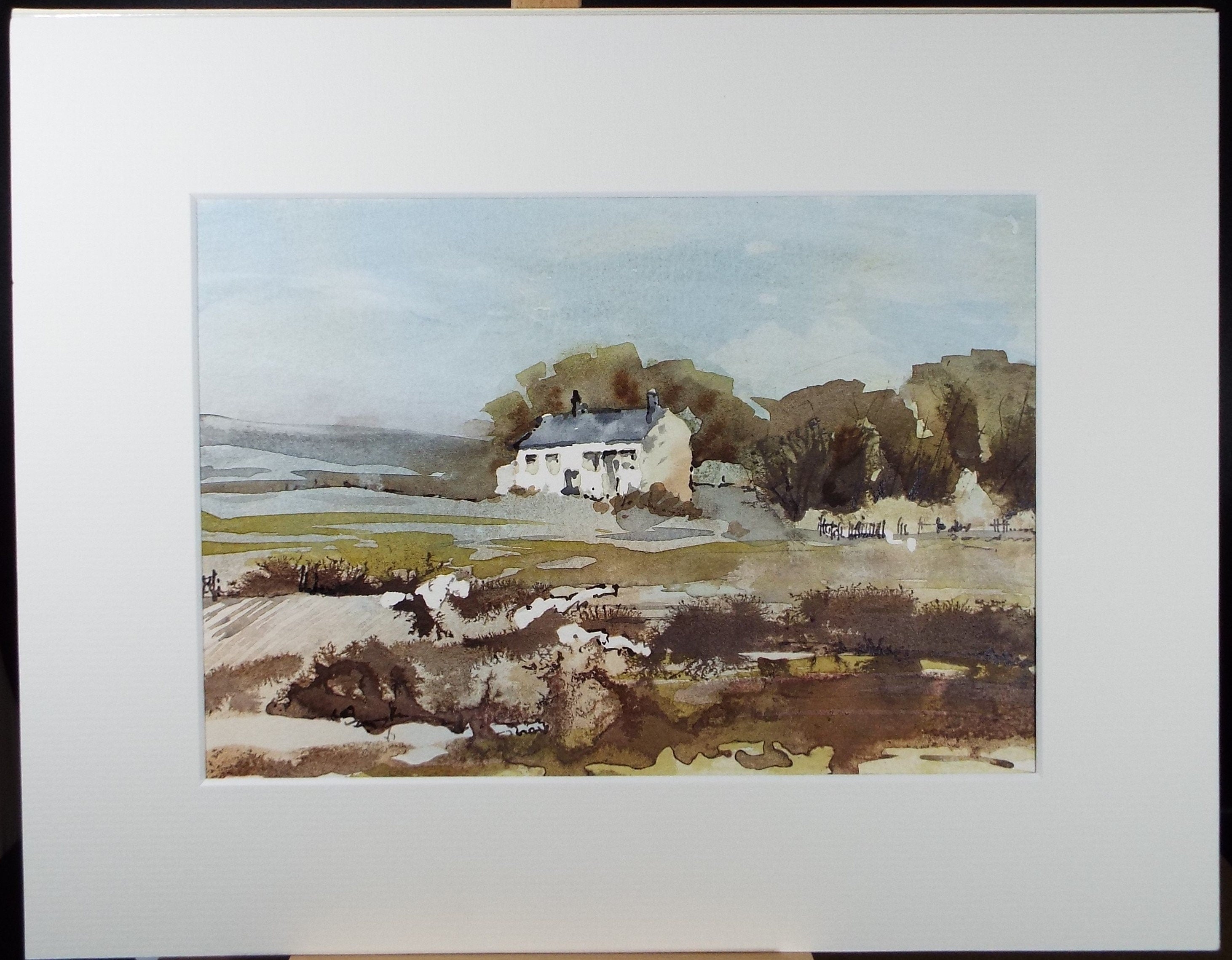 Original Watercolour, 'Farmstead', circa 1980's, Unknown Artist