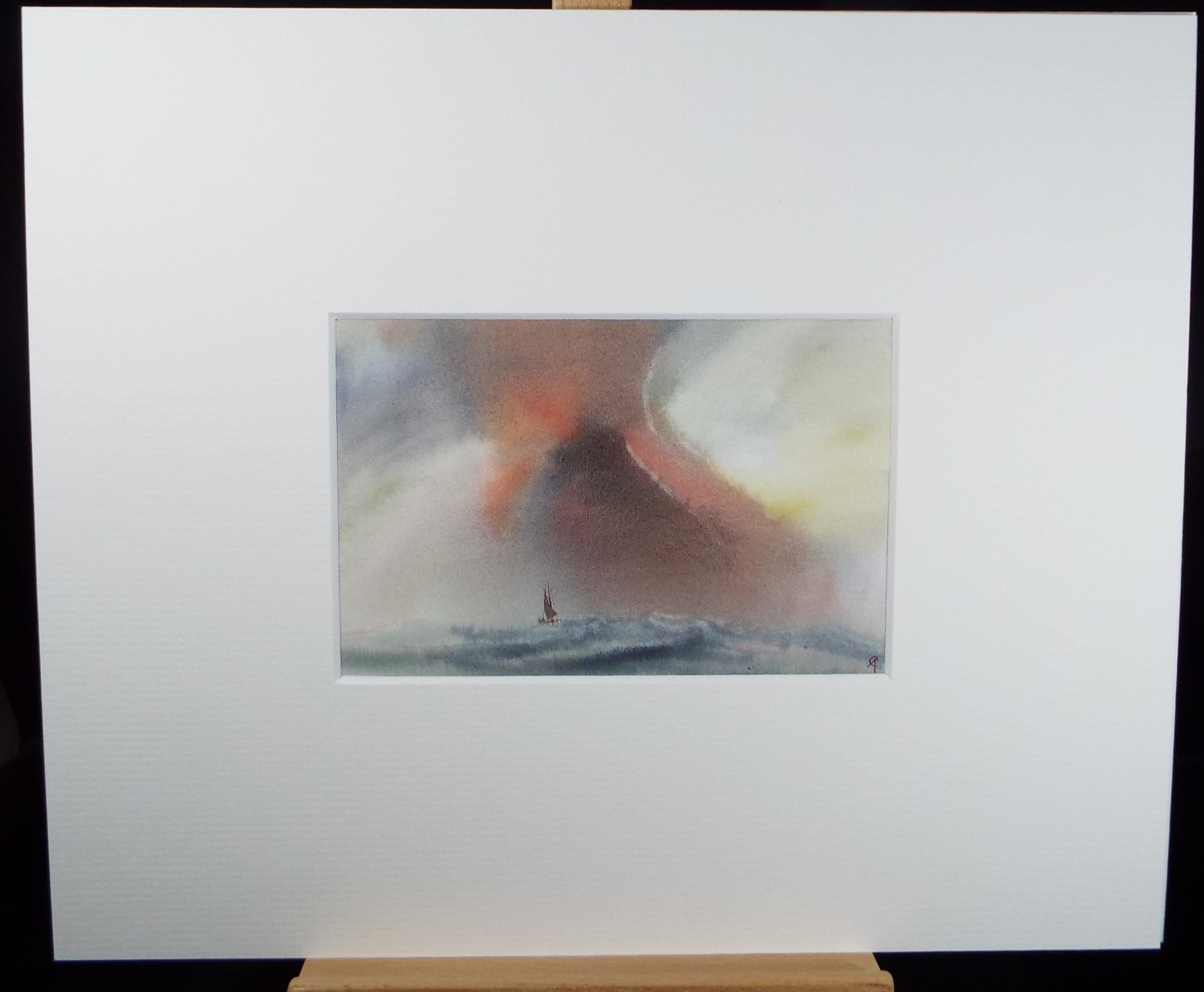 Original Watercolour, 'Yacht Under a Stormy Sky' Trevor Castle, late 20th Century