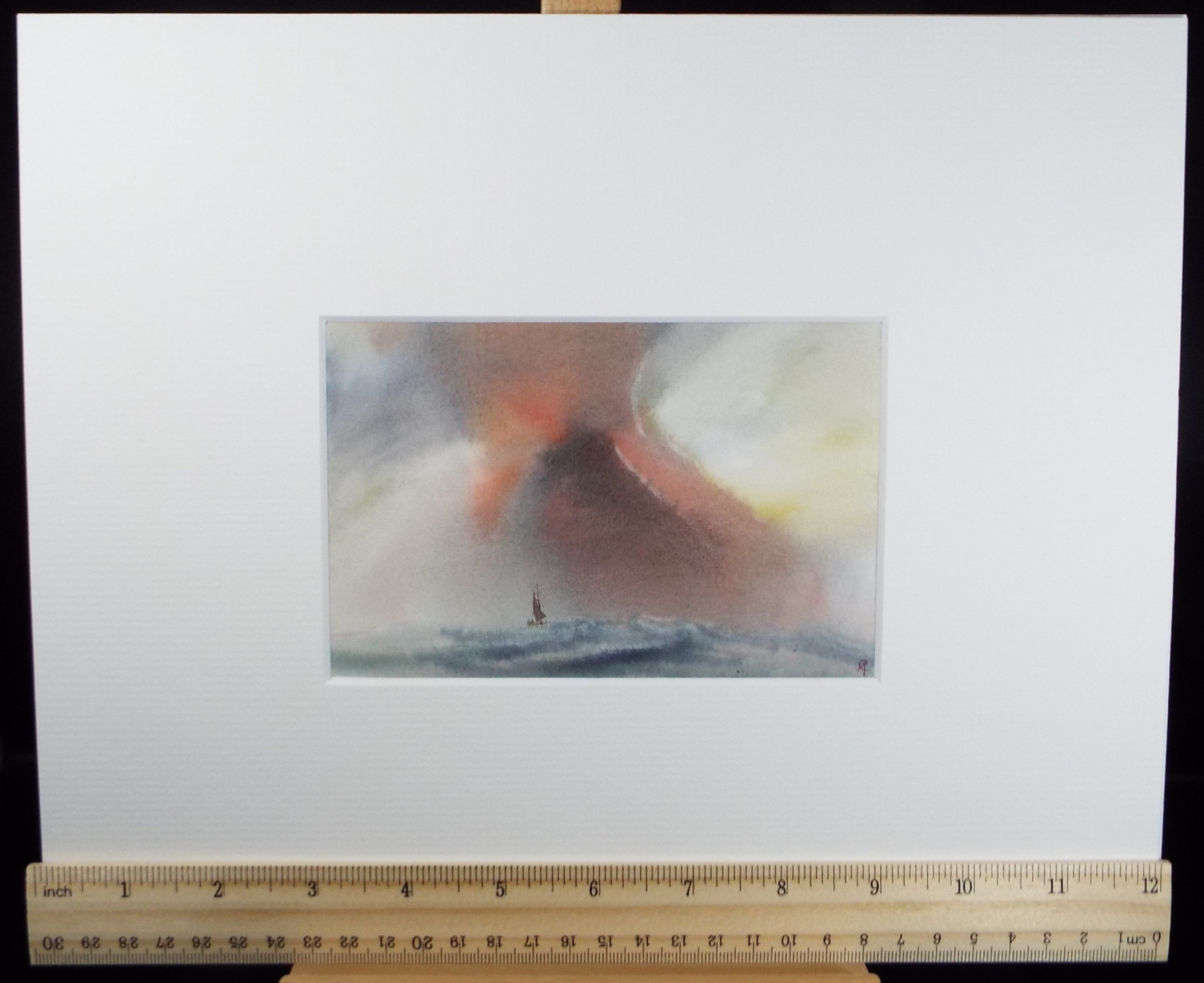 Original Watercolour, 'Yacht Under a Stormy Sky' Trevor Castle, late 20th Century