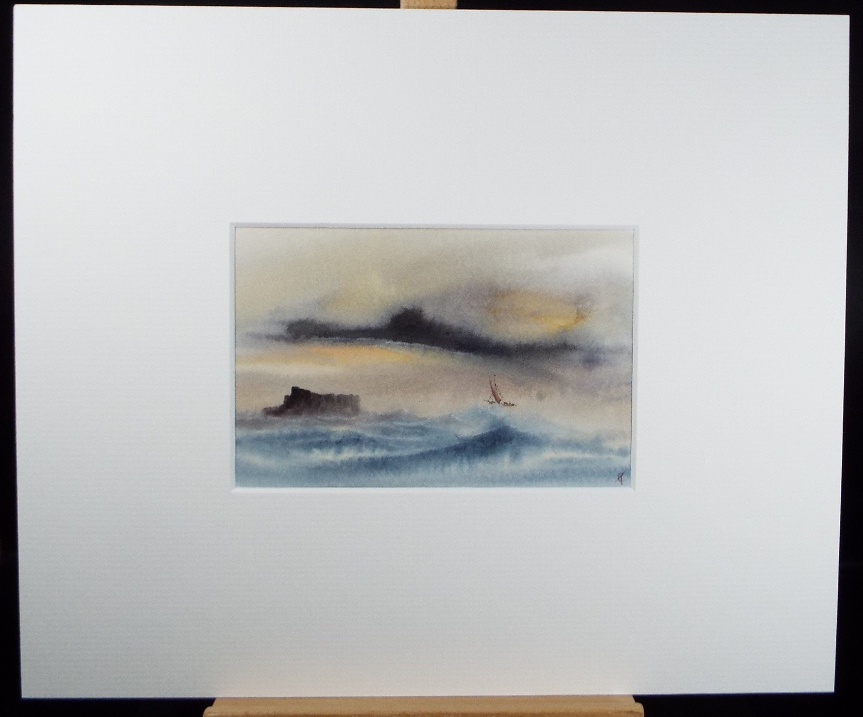 Original Watercolour, 'Yacht in a Stormy sea' Trevor Castle, late 20th Century