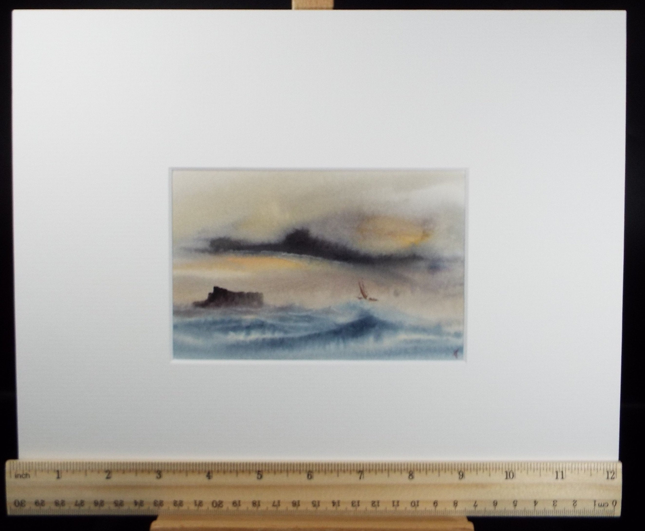 Original Watercolour, 'Yacht in a Stormy sea' Trevor Castle, late 20th Century