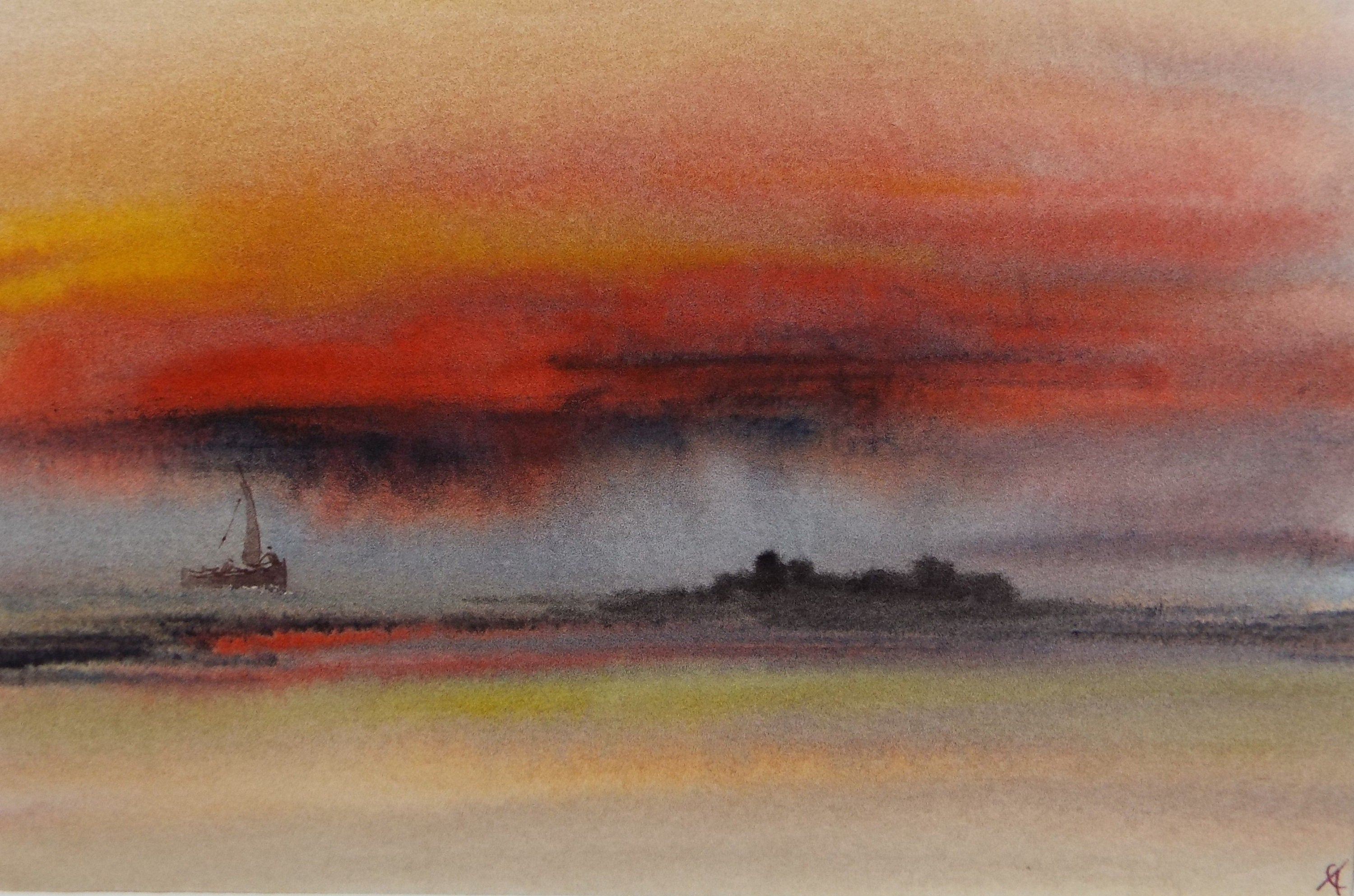 Original Watercolour, 'Coastal Landscape' Trevor Castle, late 20th Century