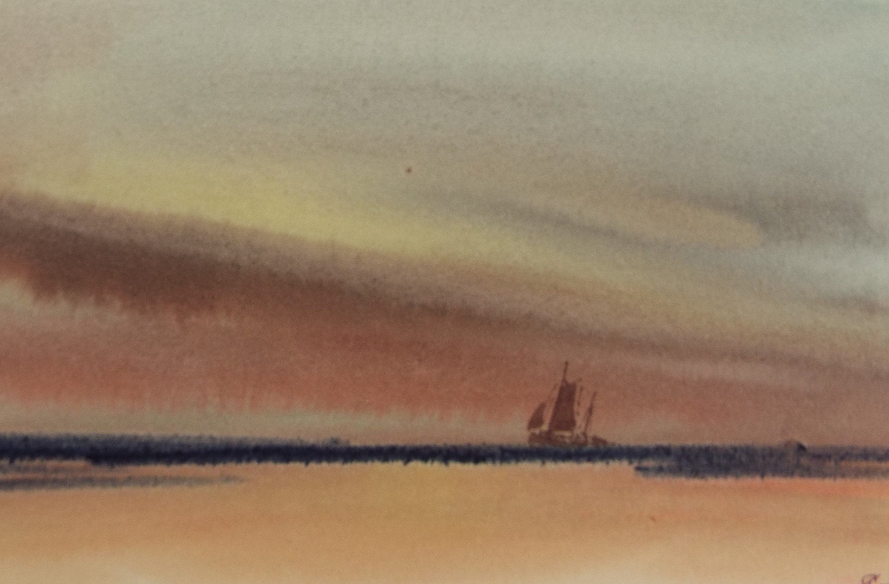 Original Watercolour, 'Coastal Landscape' Trevor Castle, late 20th Century