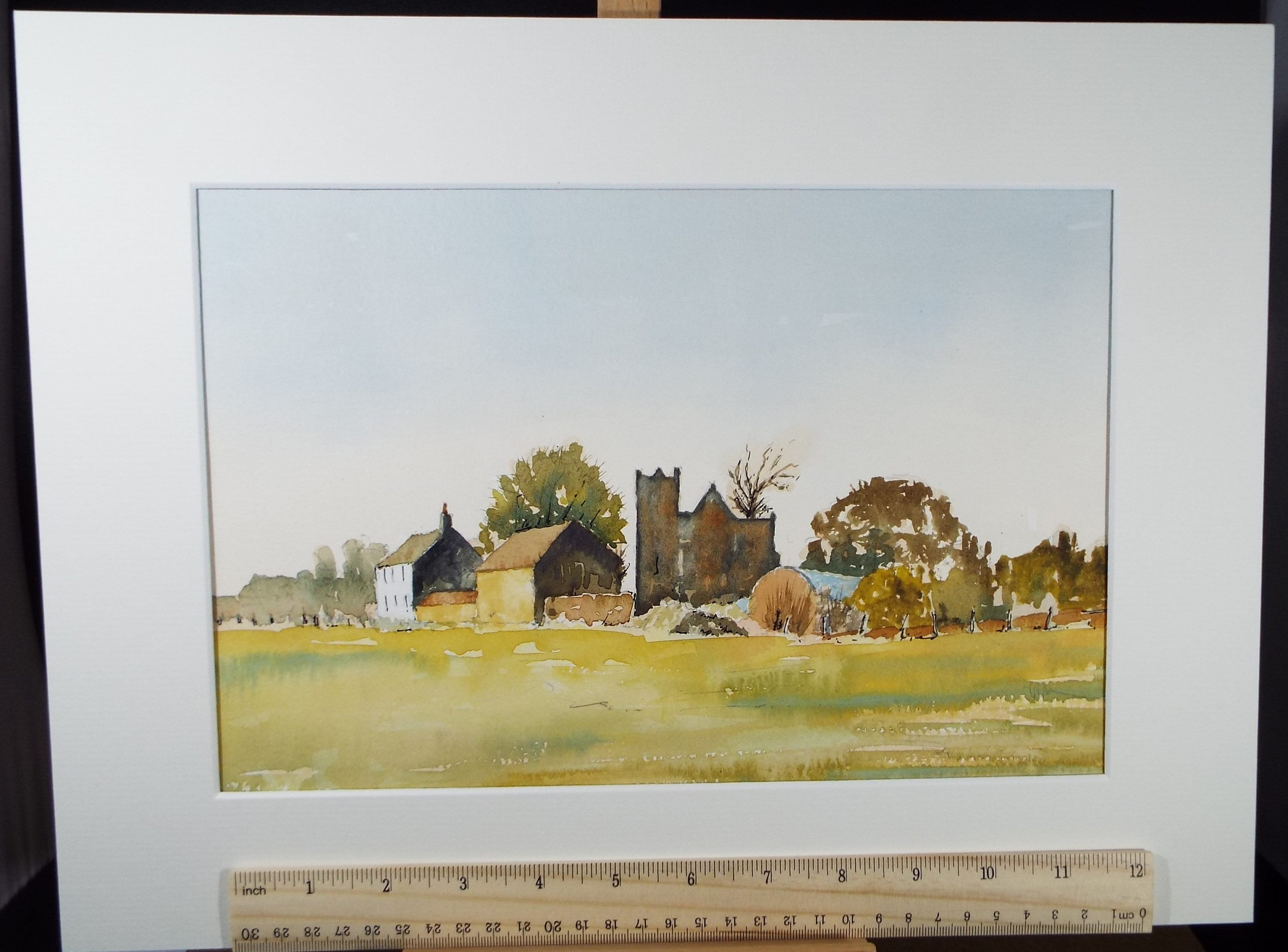 Original Watercolour, 'Cumberland village & Church', circa 1980's, Unknown Artist