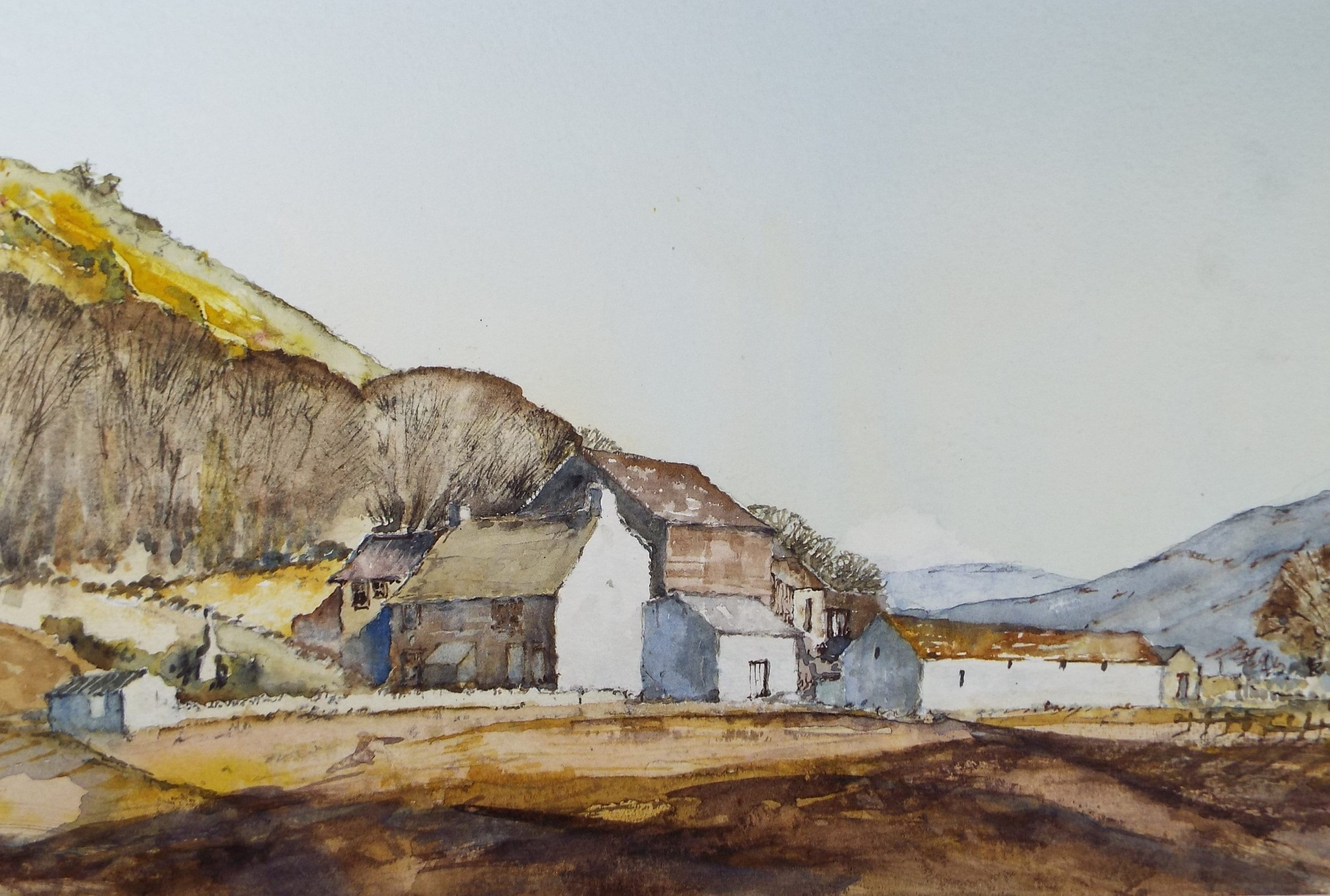 Original Watercolour, 'Cumberland Farmstead', circa 1980's, Unknown Artist