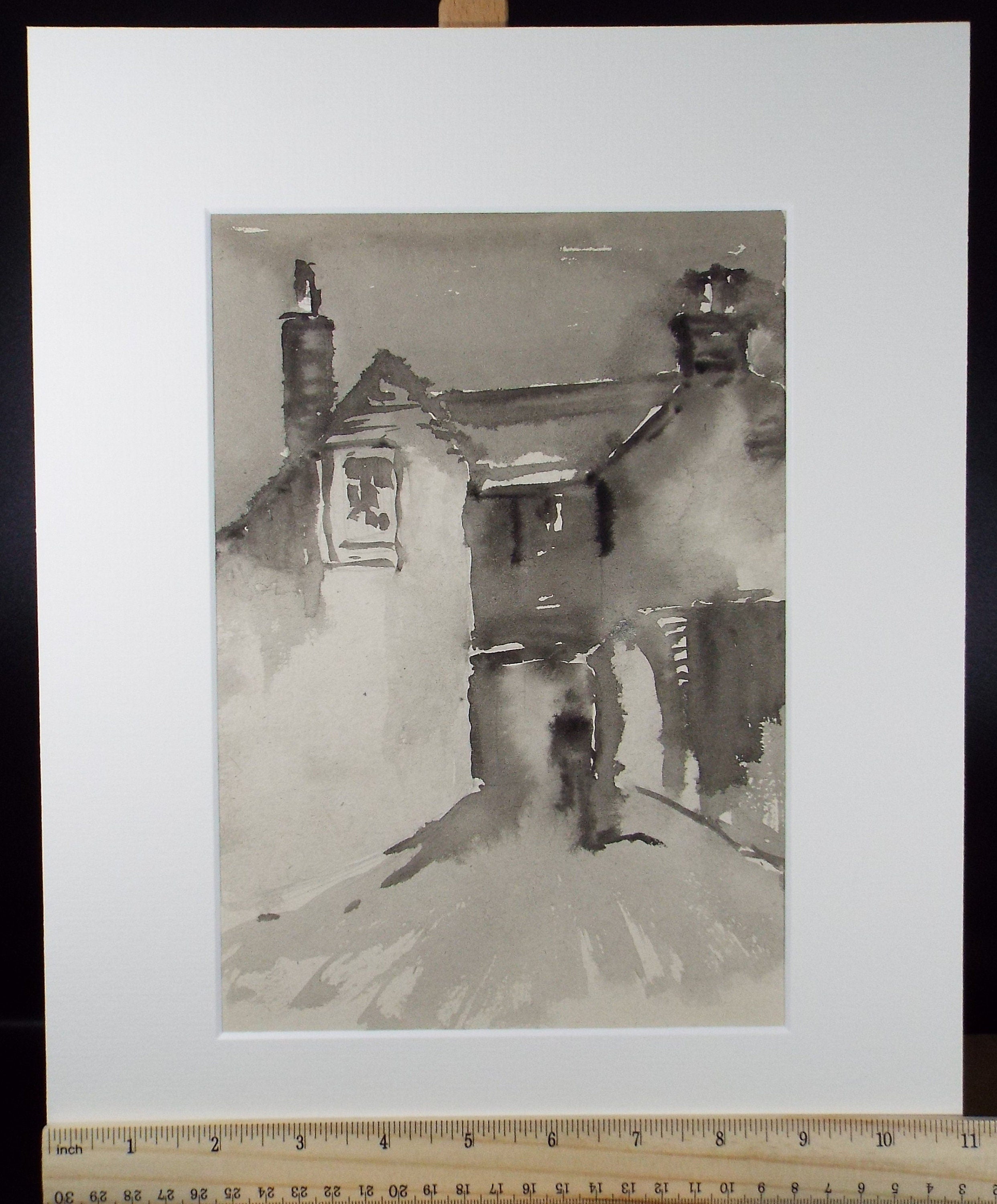 Original Watercolour, 'Village House', Circa 1980's, Unknown Artist