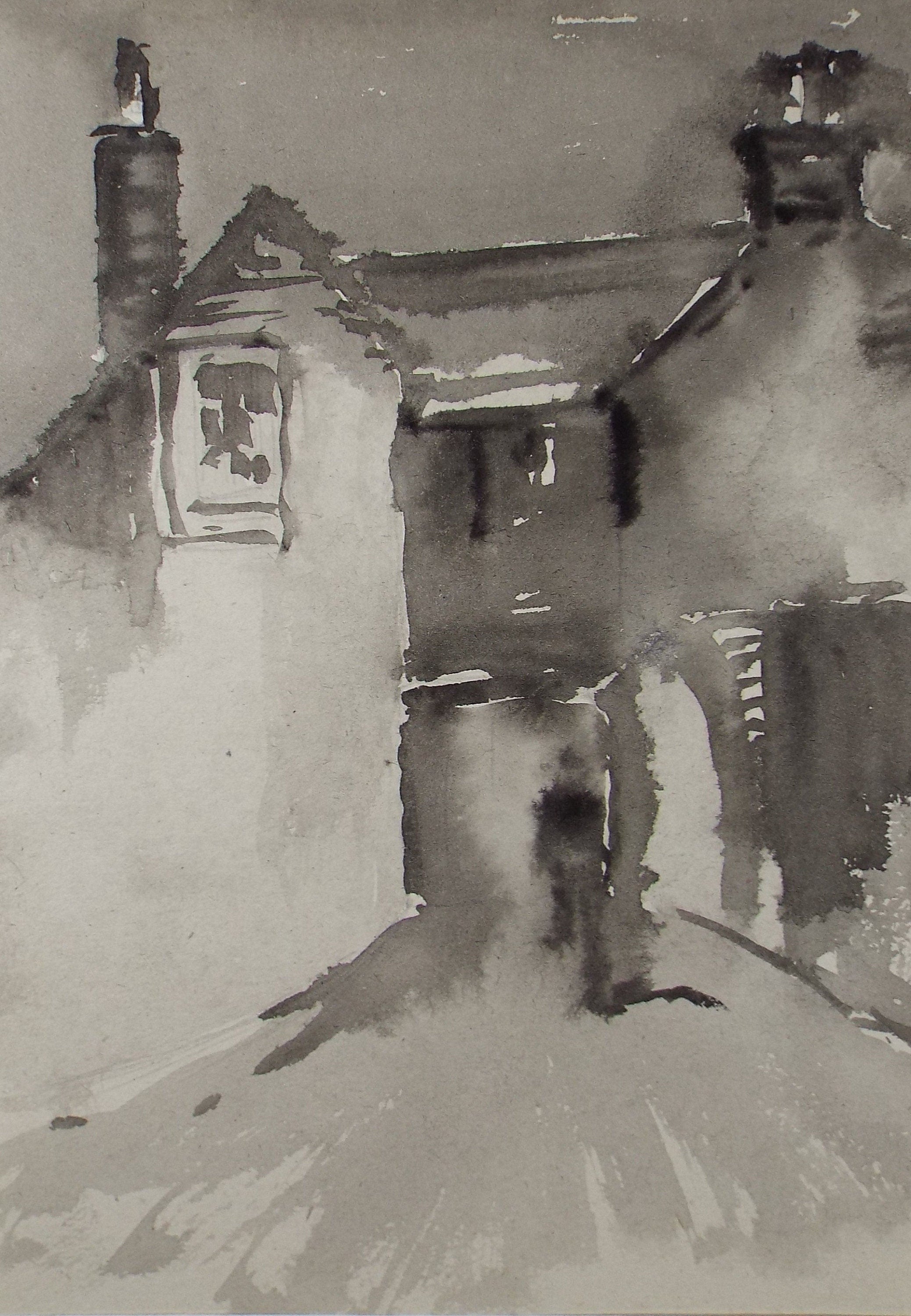 Original Watercolour, 'Village House', Circa 1980's, Unknown Artist