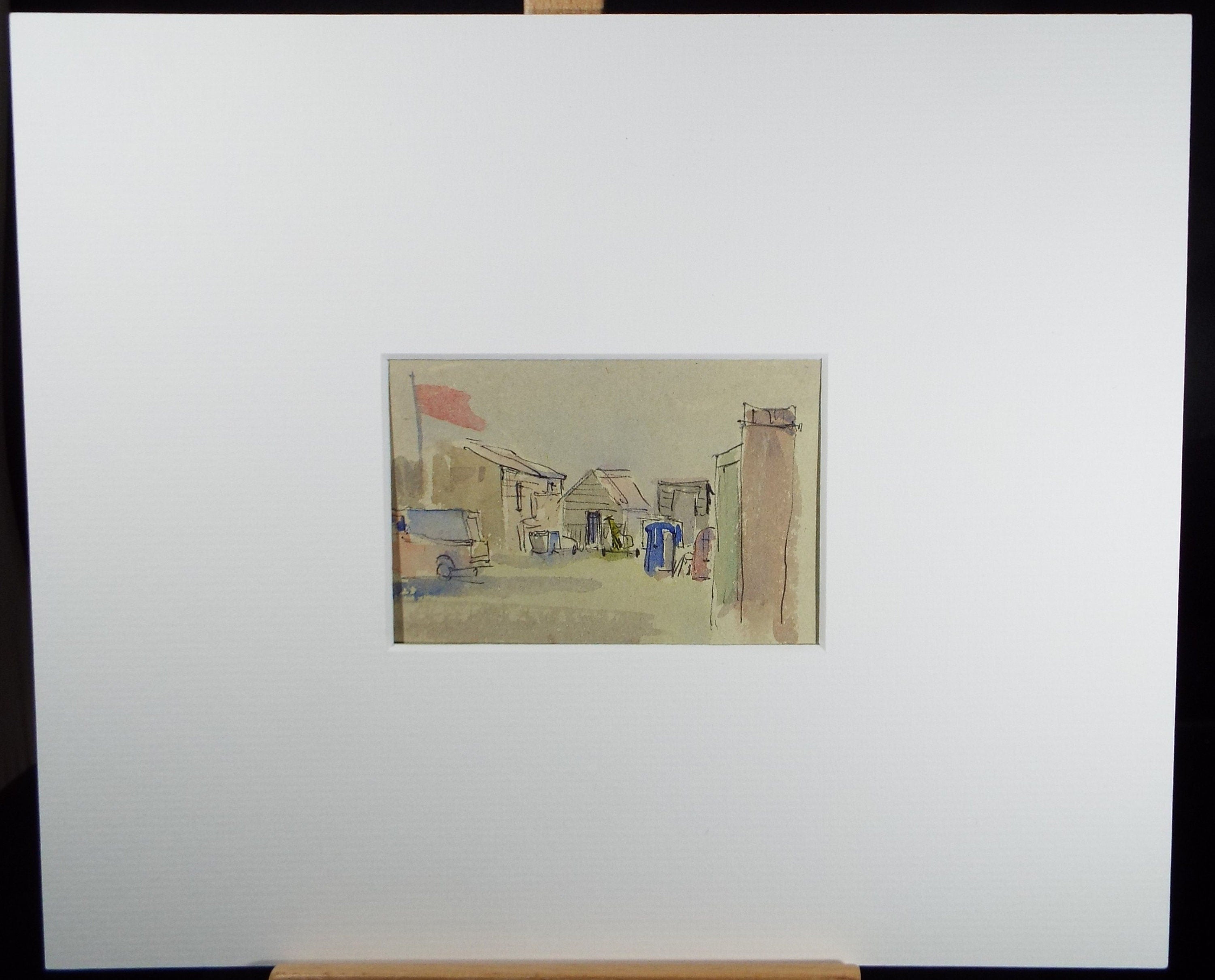 Original Watercolour & ink drawing, 'Street Scene', Hugh McKenzie (1909-2005), Mid 20th Century