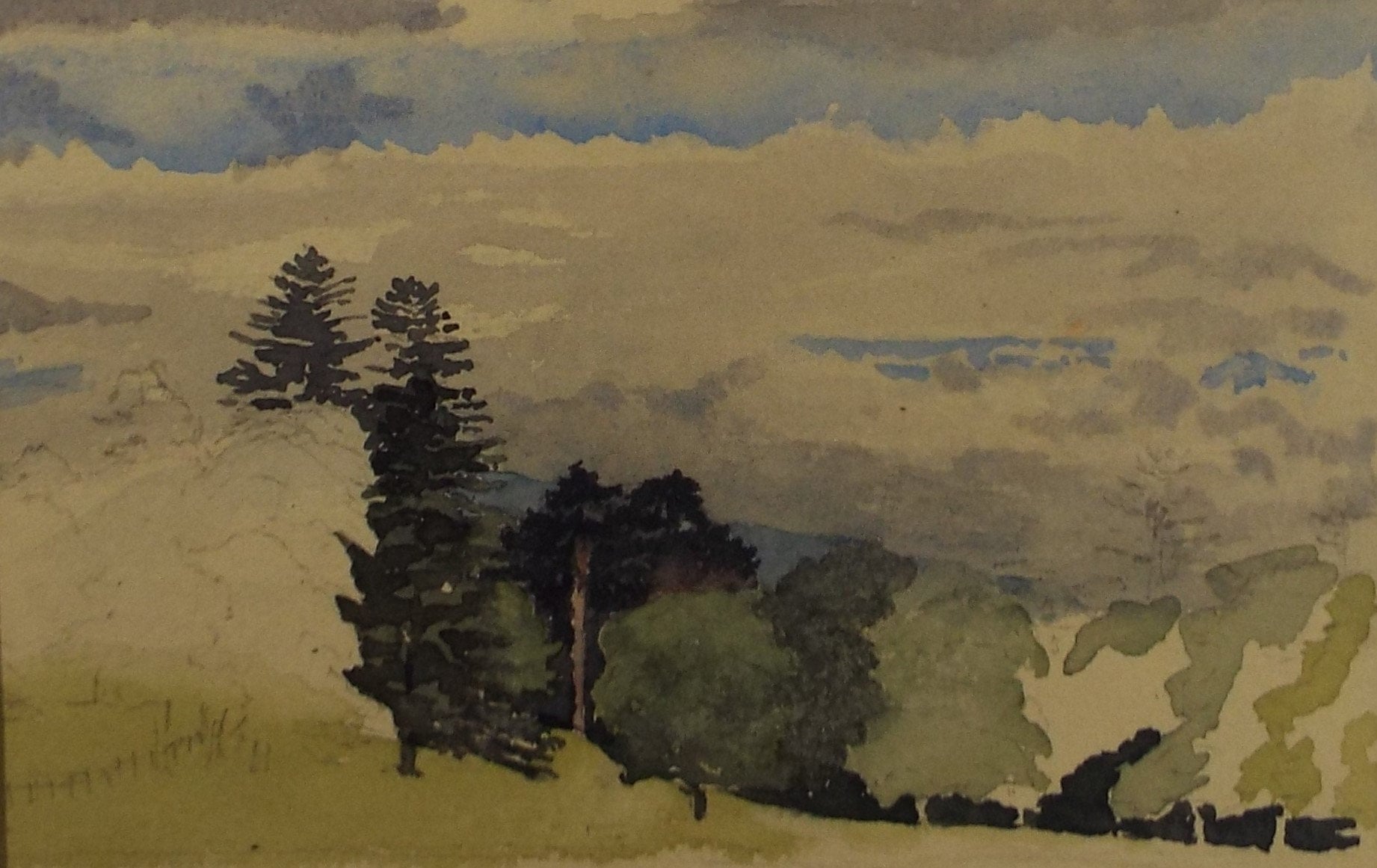 Original Watercolour, 'Wooded Valley, Circa 1890's ,Artist Unknown