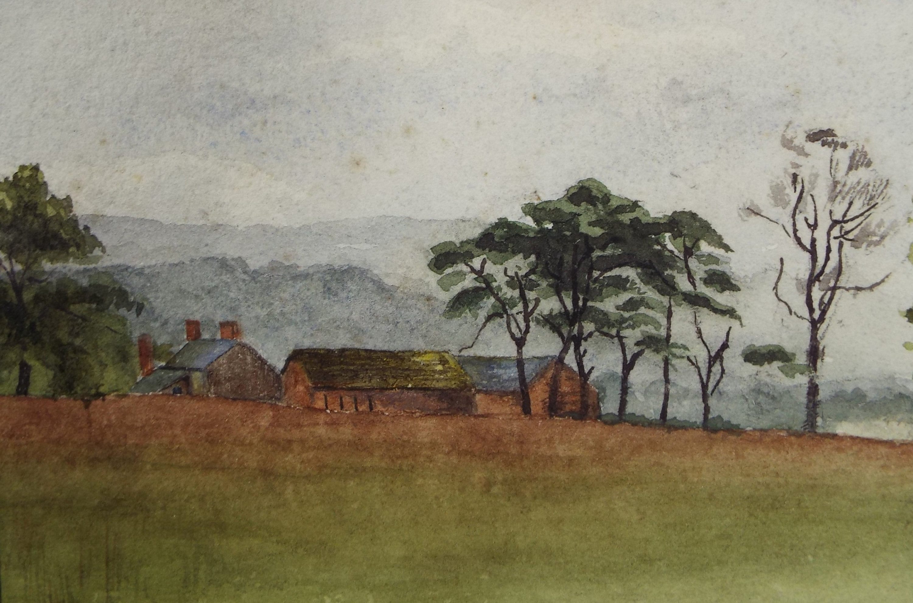 Original Watercolour on Paper, 'Farm Buildings', Circa 1890, Artist Unknown