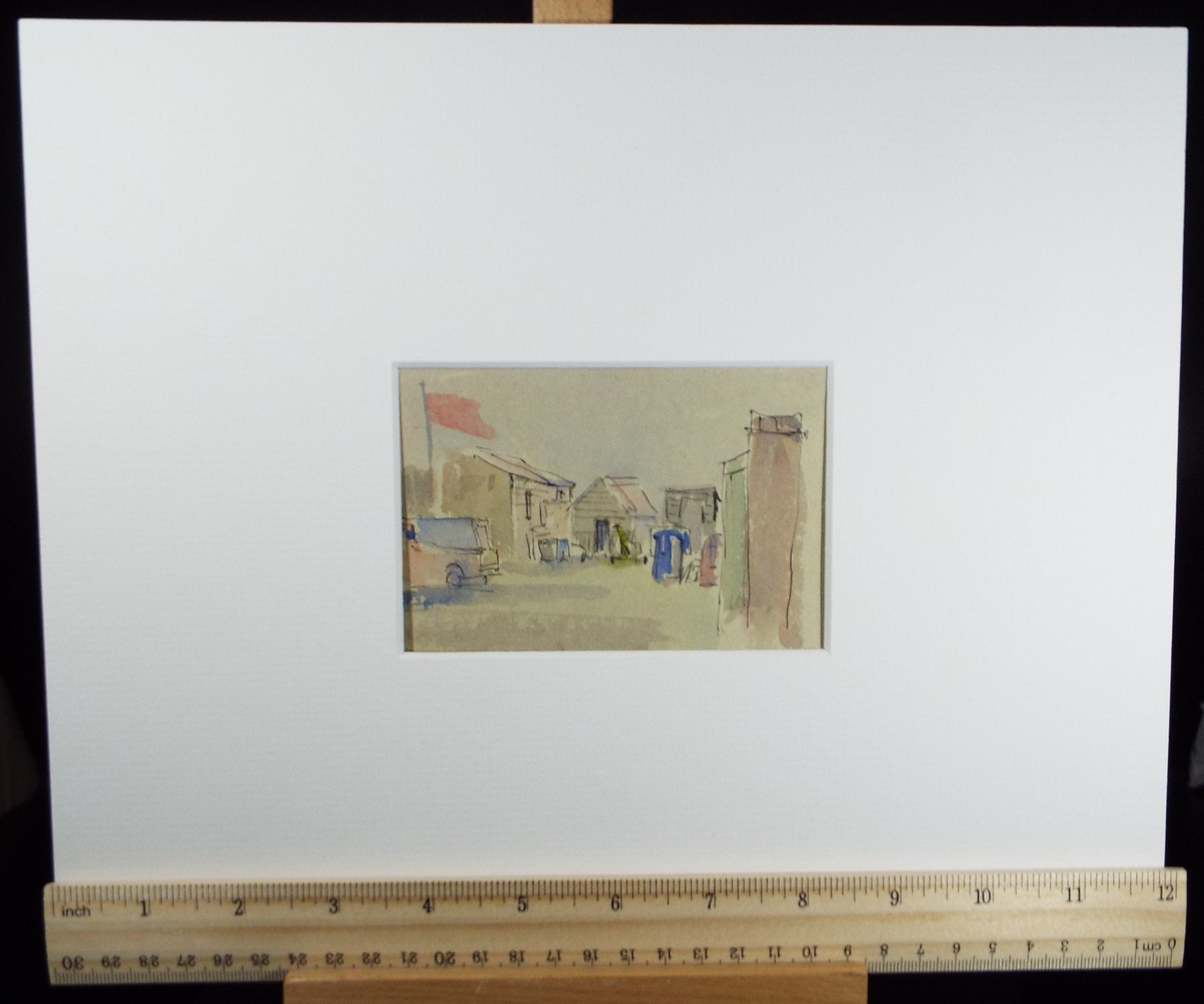 Original Watercolour & ink drawing, 'Street Scene', Hugh McKenzie (1909-2005), Mid 20th Century