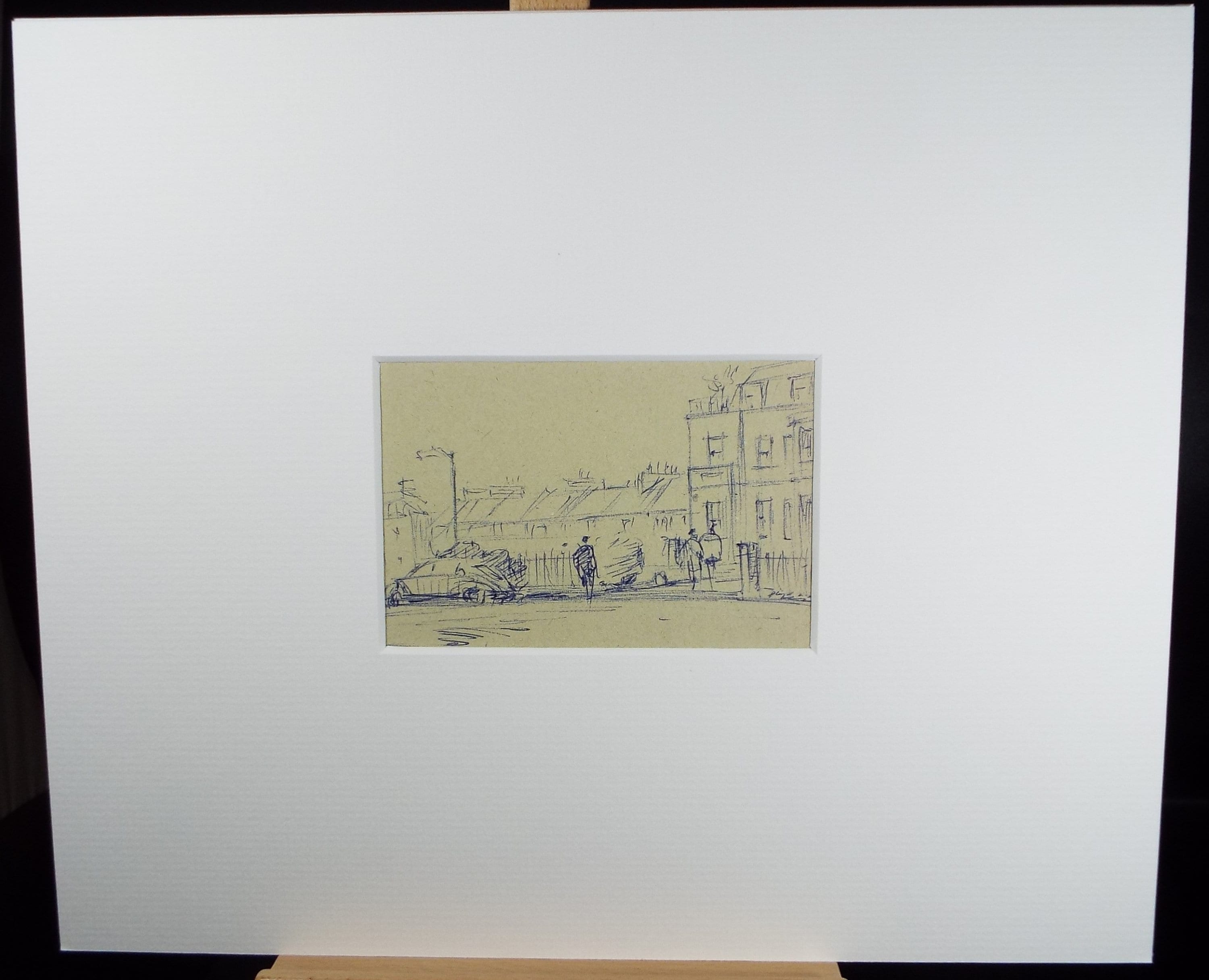 Original ink drawing, 'Street Scene', Hugh McKenzie (1909-2005), Mid 20th Century