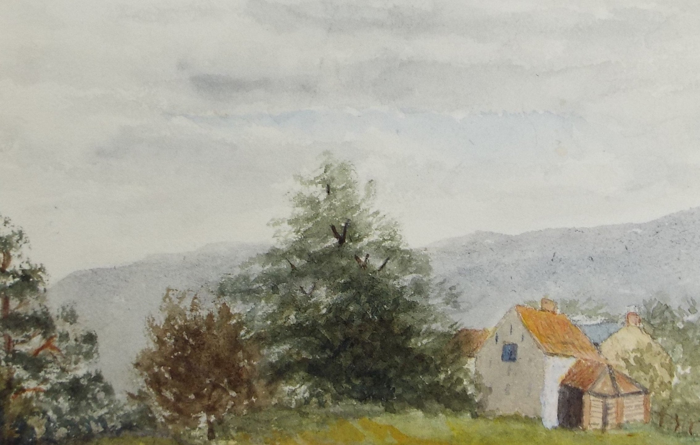 Original Watercolour, 'Barns in a Wooded landscape', Circa 1890's ,Artist Unknown