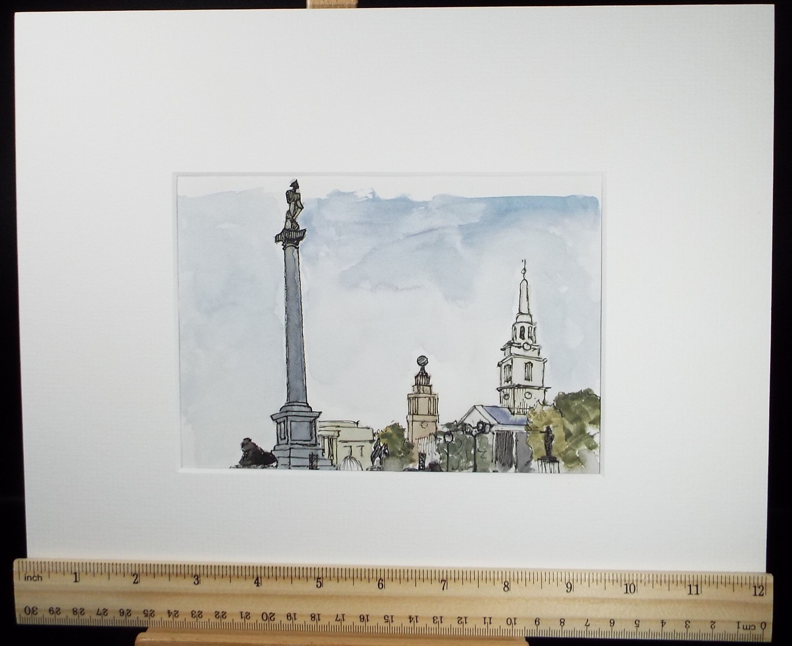 Original Watercolour, 'Trafalgar square', c1980s, Artist Unknown